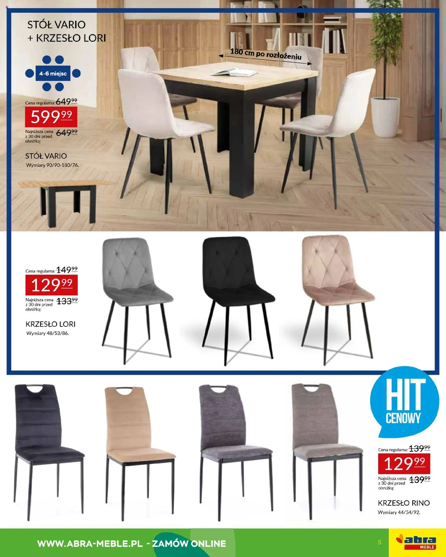 Abra meble gazetka od 12.03.2026 | Strona: 5 | Produkty: Stół, Krzesło