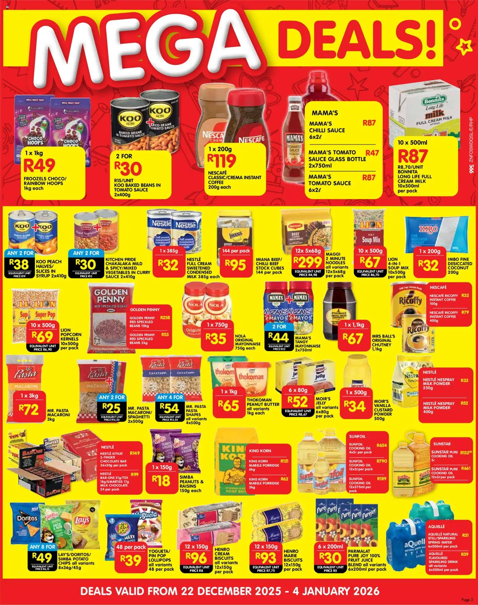 New Shoprite catalogue – valid from 22.12.2025 | Page: 3 | Products: Oil, Peanuts, Stock, Chilli