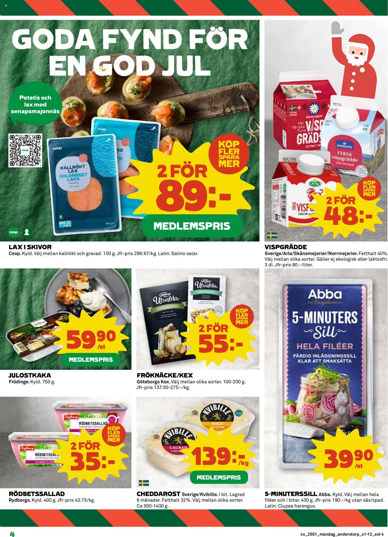 Coop reklamblad aktuell från 15.12.2025 | Sida: 4 | Produkter: Rödbetssallad, Sill, Potatis, Vispgrädde