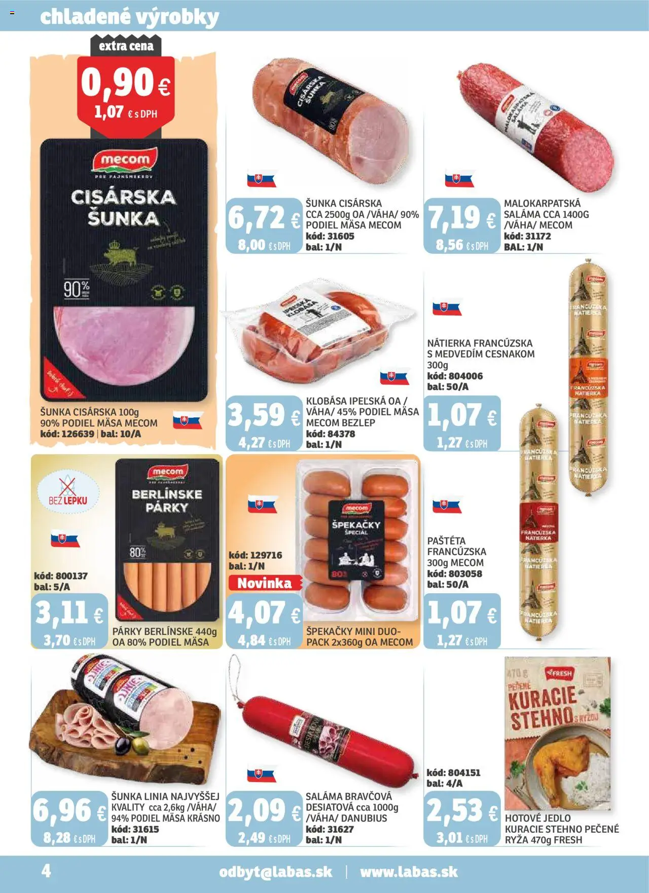 Labaš magazín │ platný od 22.08.2025 | Strana: 4 | Produkty: Saláma, Šunka, Ryža, Párky