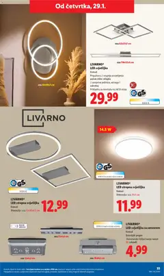 LIVARNO® LED svjetiljka, Komad, prigušiva u 3 stupnja osvjetljenja putem zidne sklopke, 2 rasvjetne jedinice, od toga 1 zakretna, prikladna za montažu na zid ili strop - Pregled kataloga iz trgovine Lidl, vrijedi od 26.01.2026 | Stranica: 33