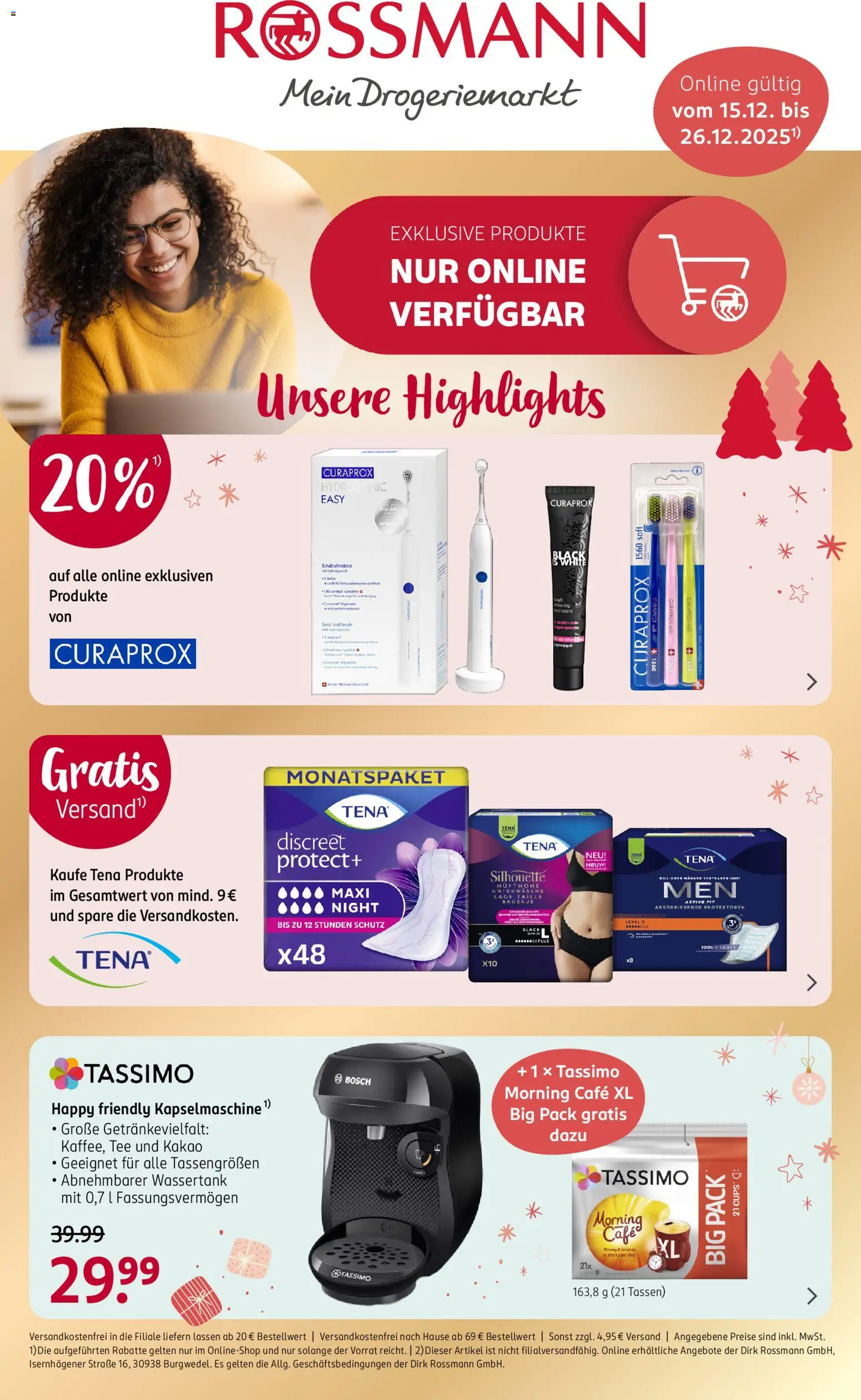 Rossmann Onlineprospekt – gültig ab 15.12.2025 | Seite: 1 | Produkte: Bosch, Unterwäsche, Tee, Tassimo