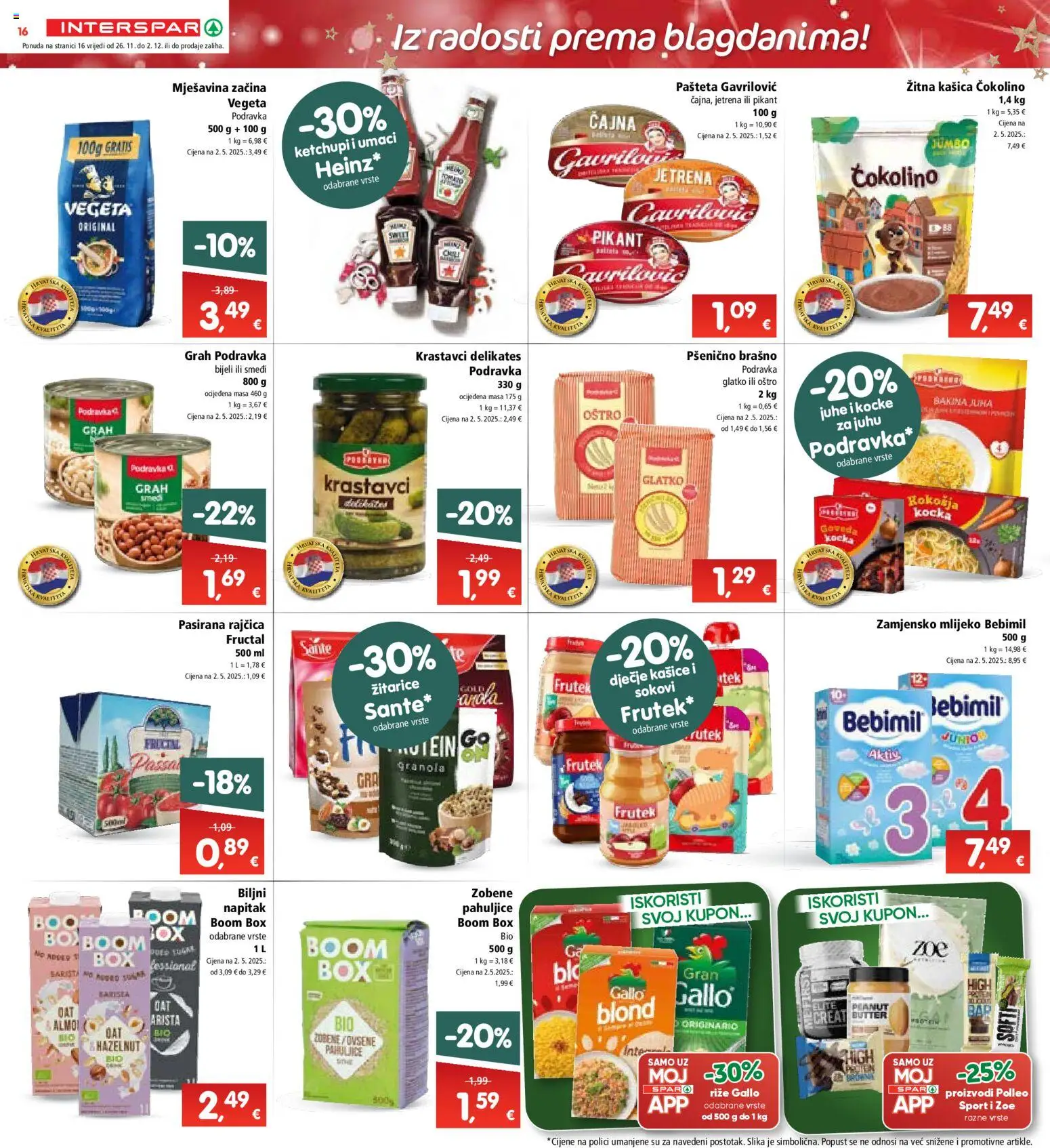Interspar katalog | vrijedi od 26.11.2025 | Stranica: 20 | Proizvodi: Mlijeko, Pahuljice, Rajčica, Čokolino