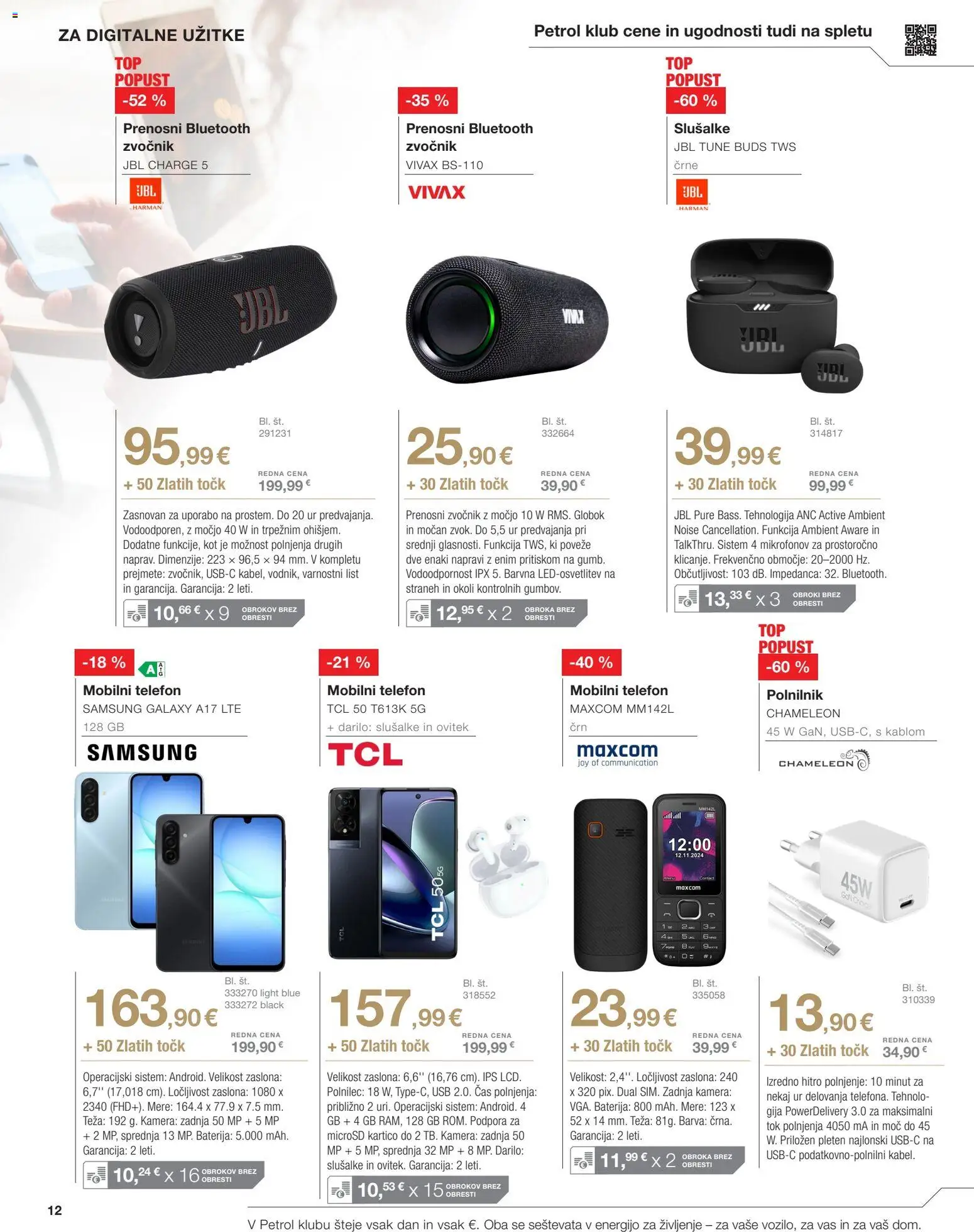 Novi Petrol katalog ponudbe – veljaven od 02.03.2026 | Stran: 12 | Izdelki: Slusalke, Kamera, Zvocnik, Barva