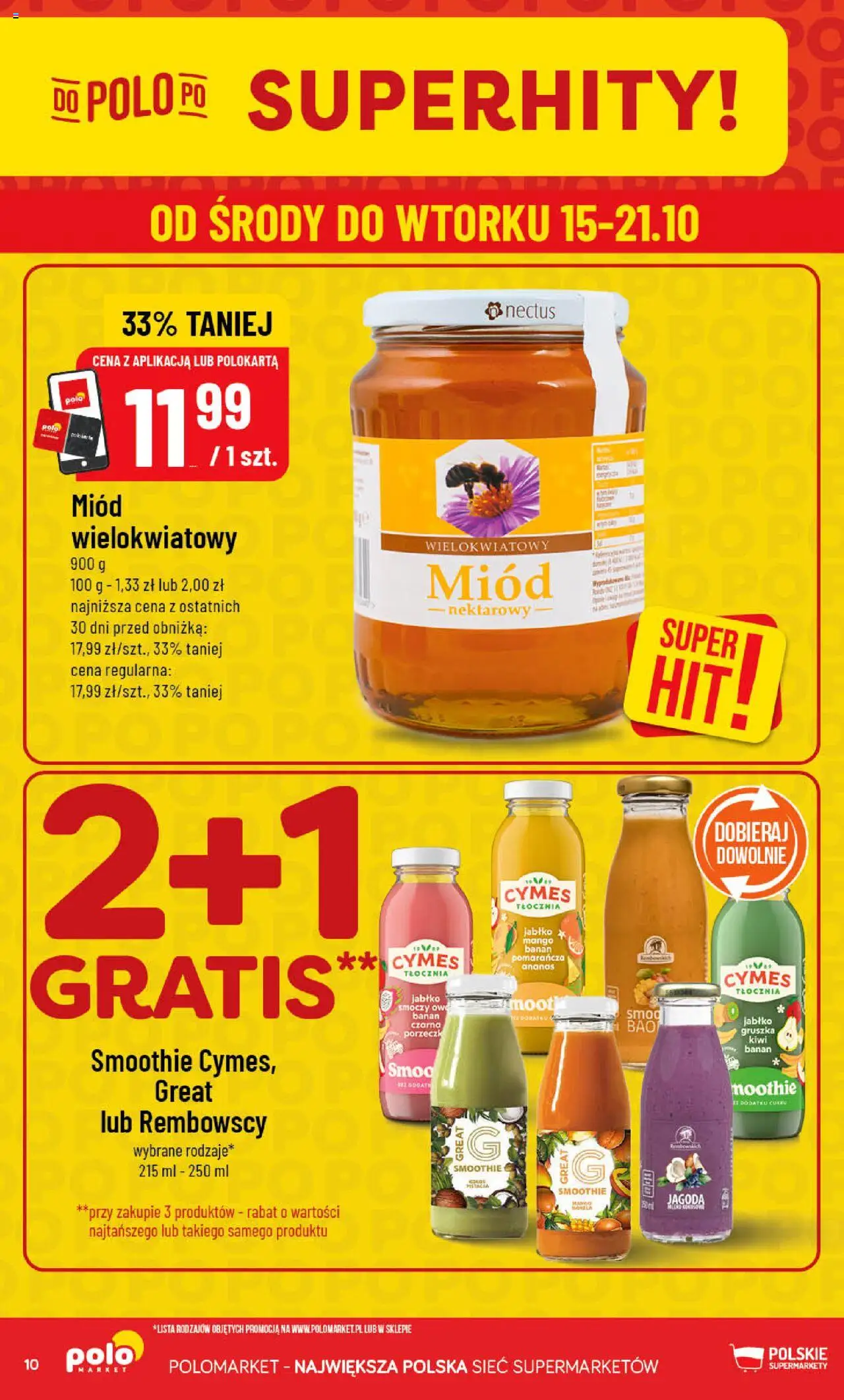 POLOmarket Gazetka od 15.10.2025 | Strona: 10 | Produkty: Mango, Gruszka, Miód, Smoothie