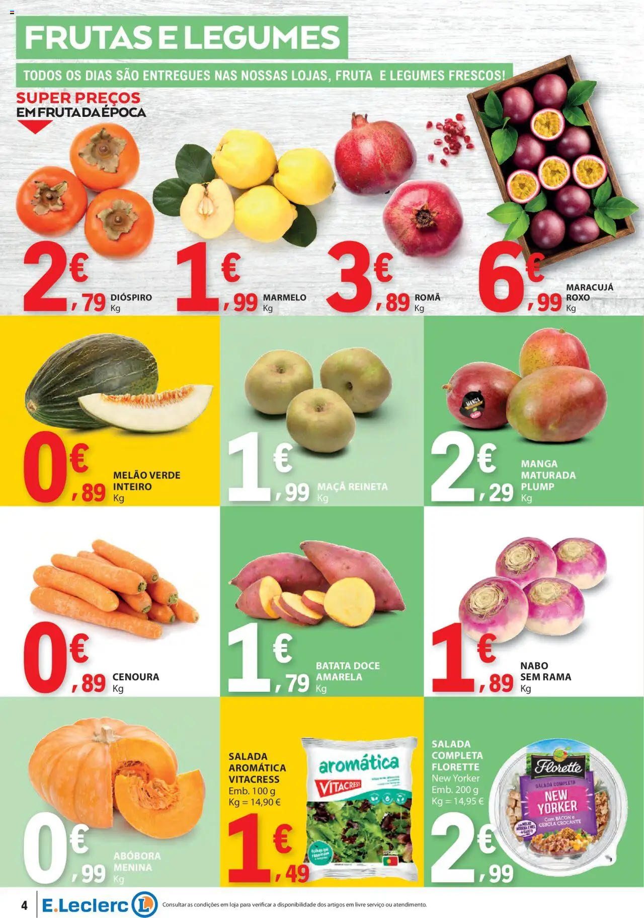 E.Leclerc folheto │ válido de 18.09.2025 | Página: 4 | Produtos: Batata, Cebola, Melão, Salada