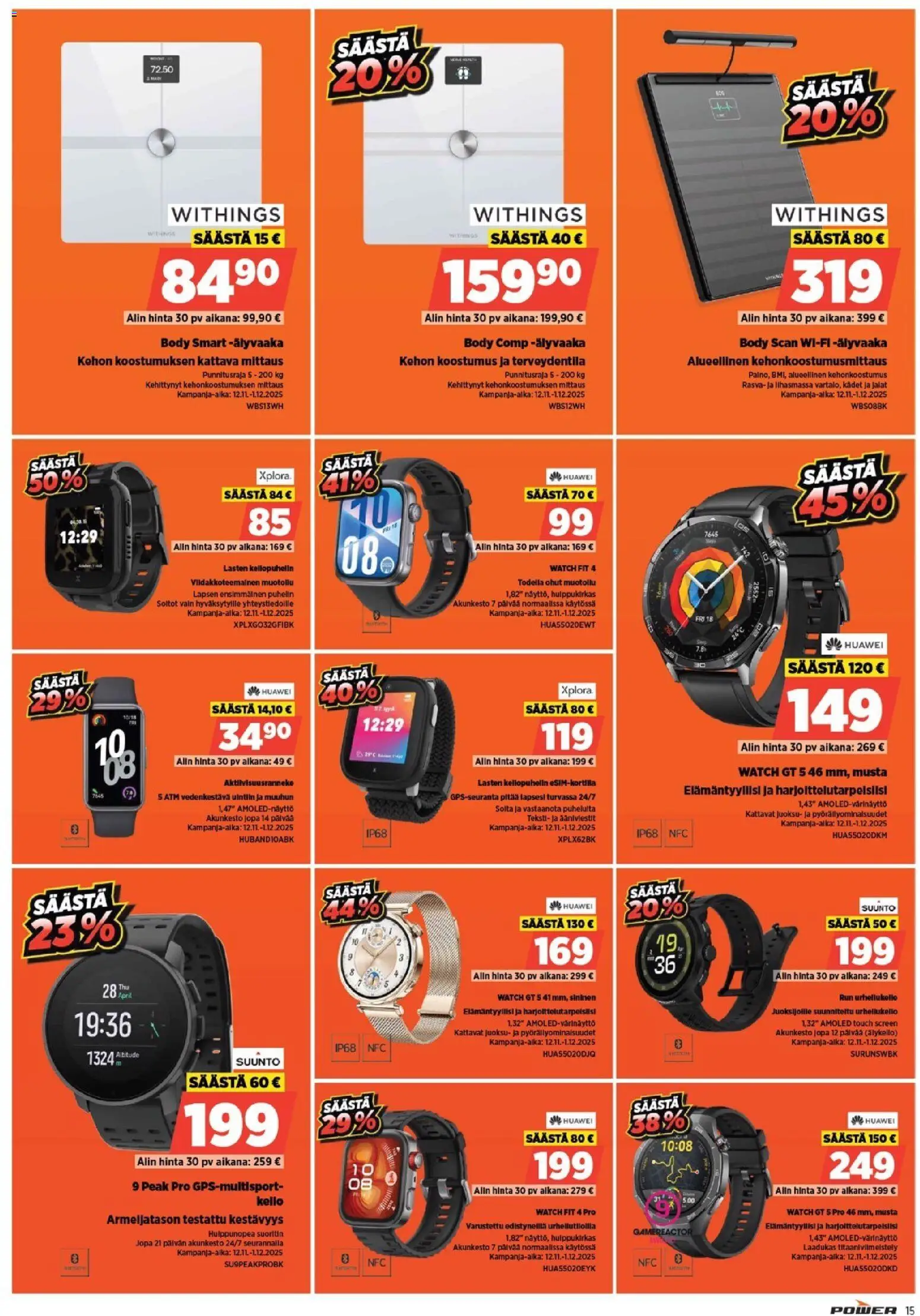 Power - Black Friday – voimassa 12.11.2025 alkaen | Sivu: 15 | Tuotteet: Älykello, Puhelin, Kello