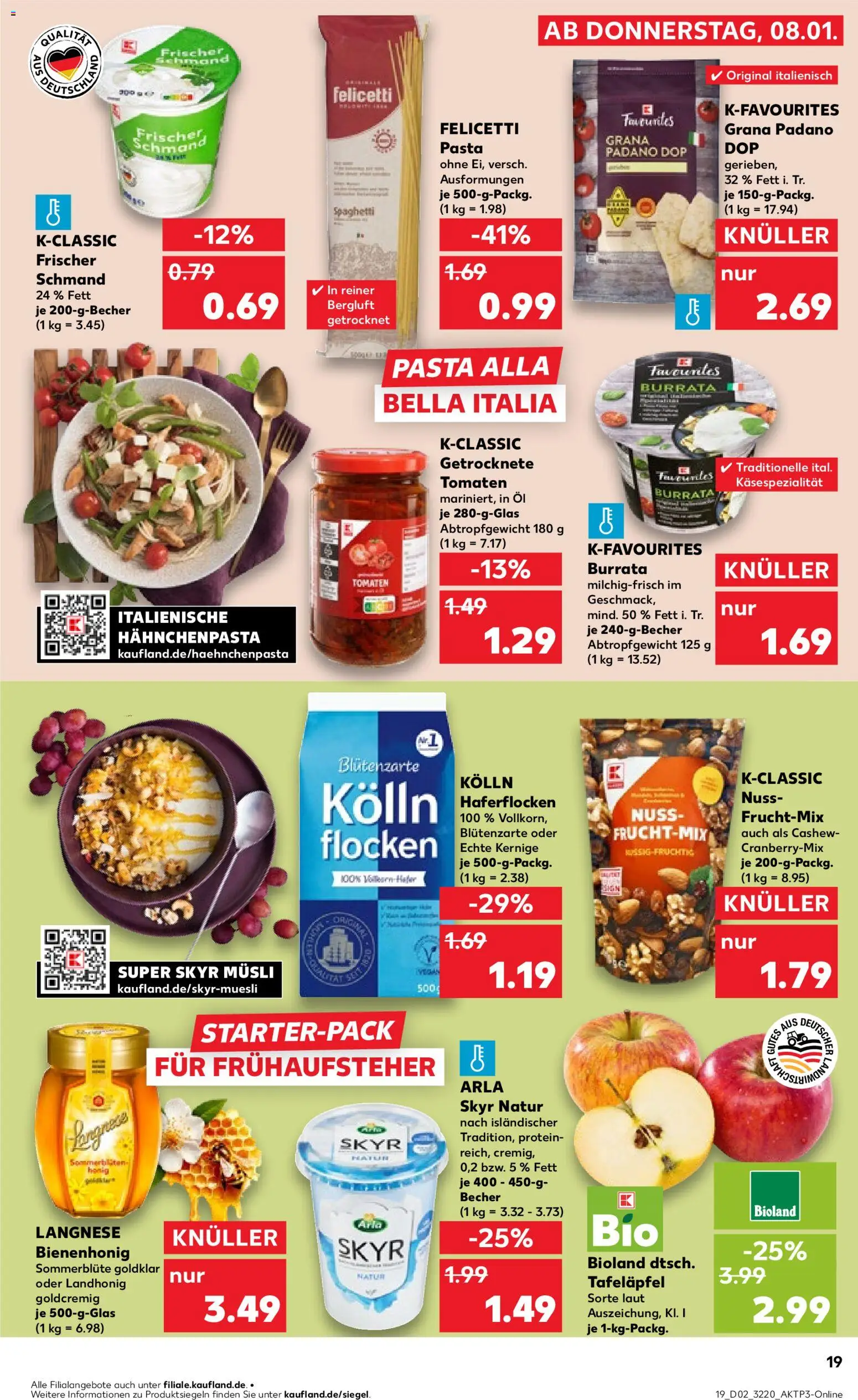 Kaufland prospekt Rostock	 – gültig ab 08.01.2026 | Seite: 17 | Produkte: Kolln haferflocken, Tomaten, Burrata, Pasta