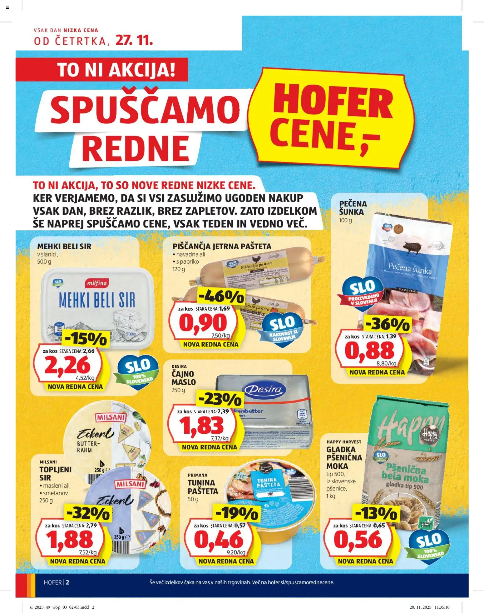 Novi Hofer katalog ponudbe – veljaven od 27.11.2025 | Stran: 2 | Izdelki: Topljeni sir, Pašteta, Kos, Mesa alta