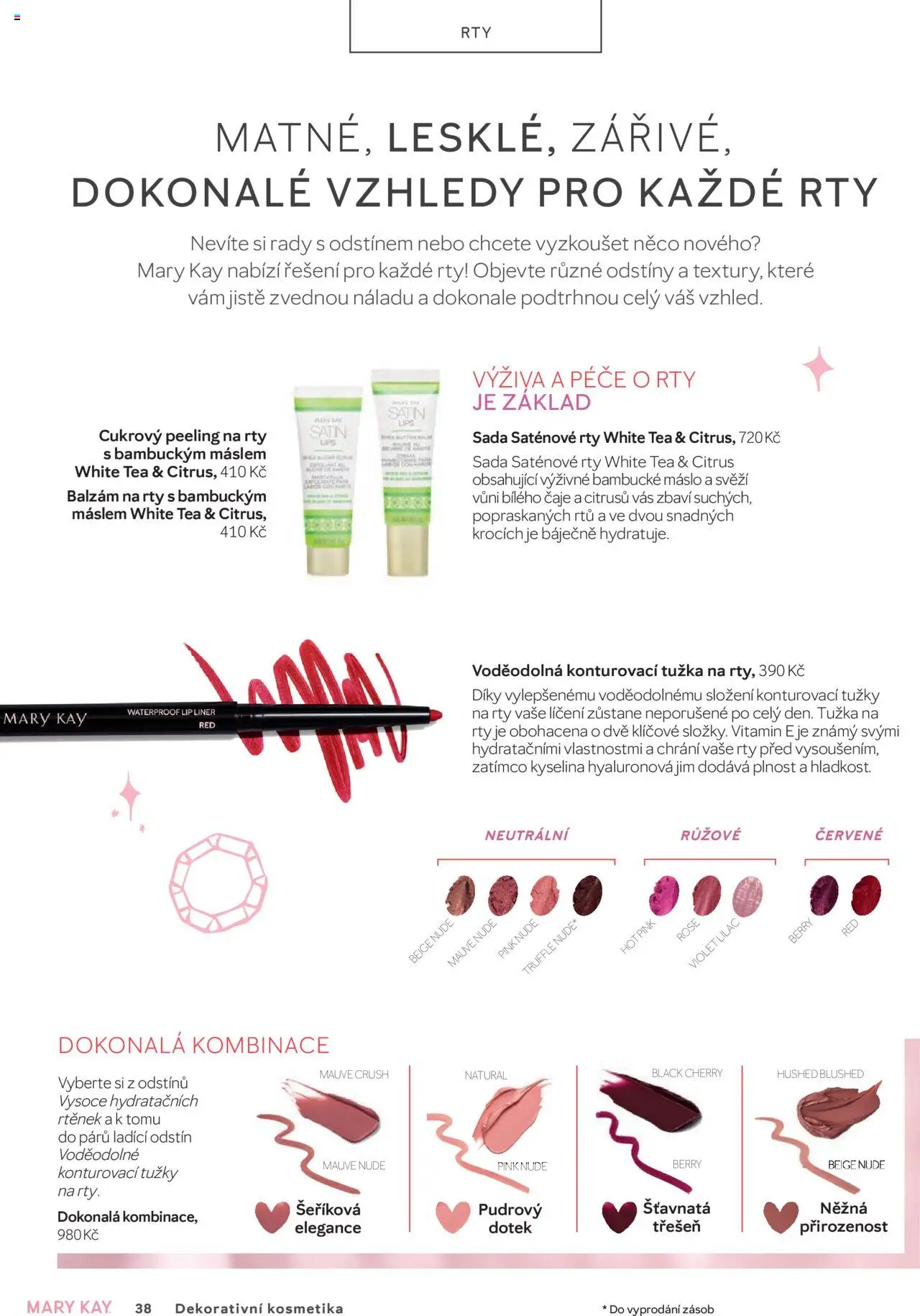 Mary Kay kniha o kráse od 01.07.2025 | Strana: 38 | Produkty: Bambucké máslo, Balzám na rty, Čaje, Peeling