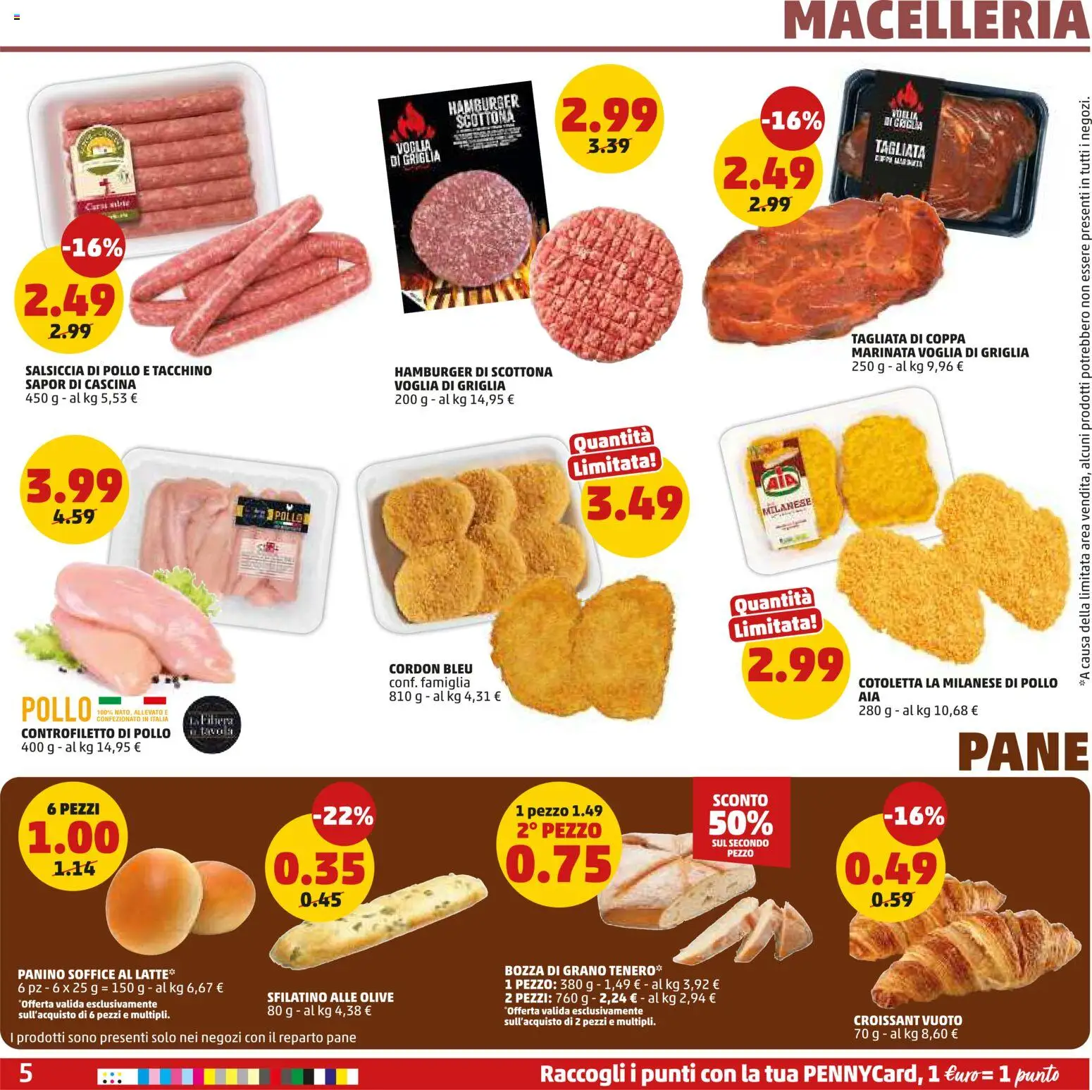Volantino PENNY del 02.01.2026 | Pagina: 5 | Prodotti: Pane, Croissant, Griglia, Hamburger