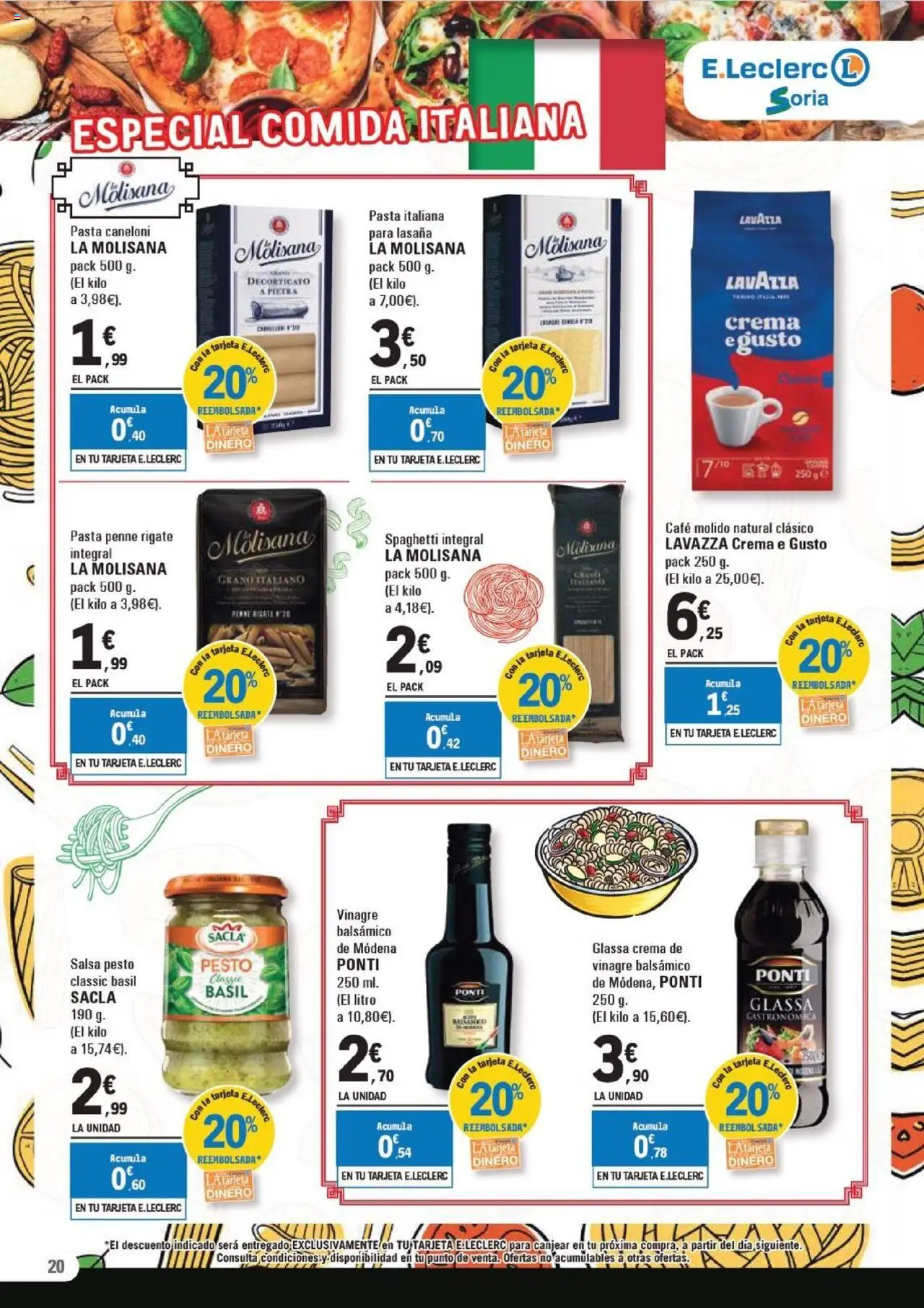 E.Leclerc folleto │ válido desde el 15.10.2025 | Página: 20 | Productos: Café, Pasta, Crema, Lasaña