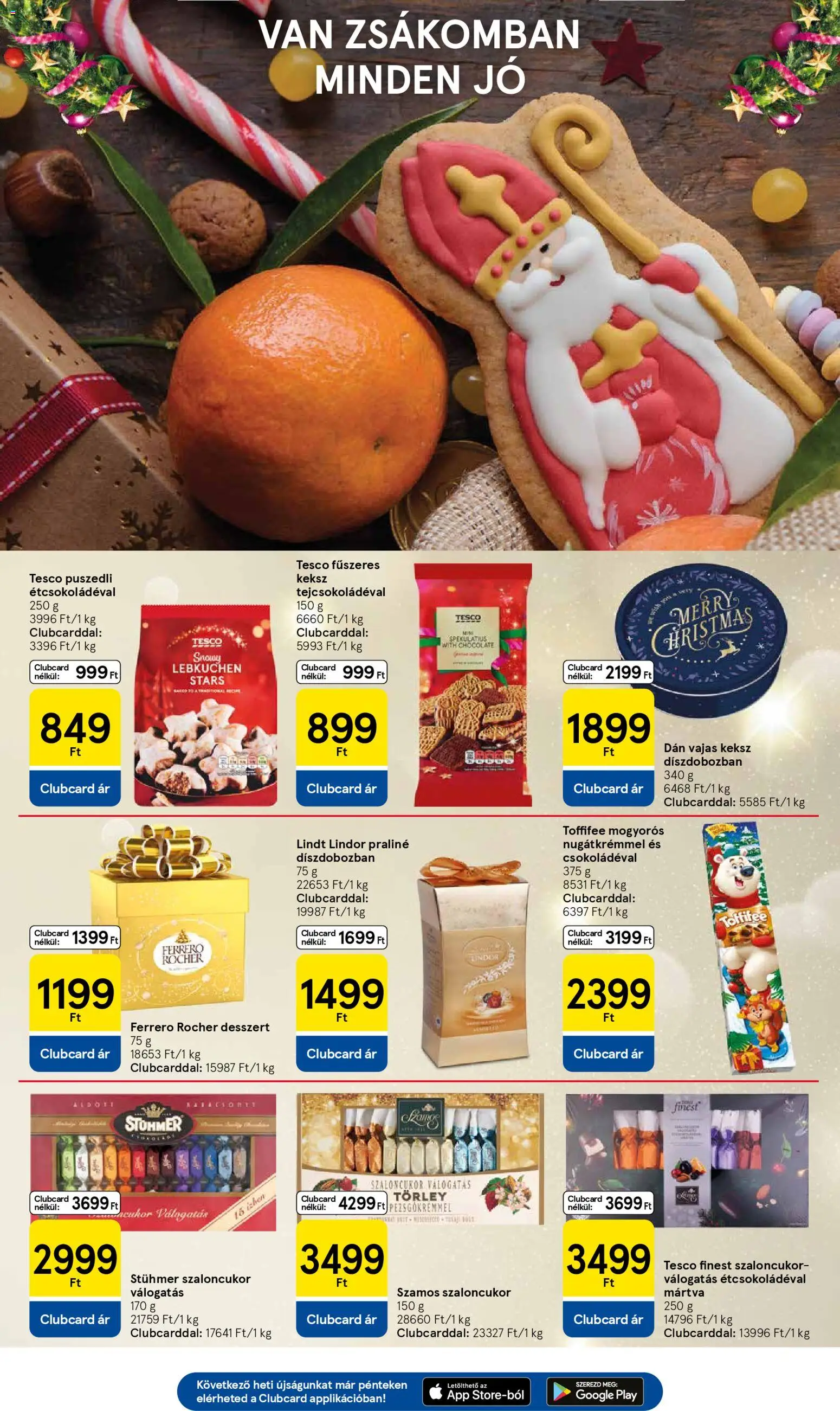 Tesco akciós ujság - amely érvényes a következő dátumtól: 04.12.2025 | Oldal: 5 | Termékek: Szaloncukor, Ferrero rocher, Praliné, Puszedli