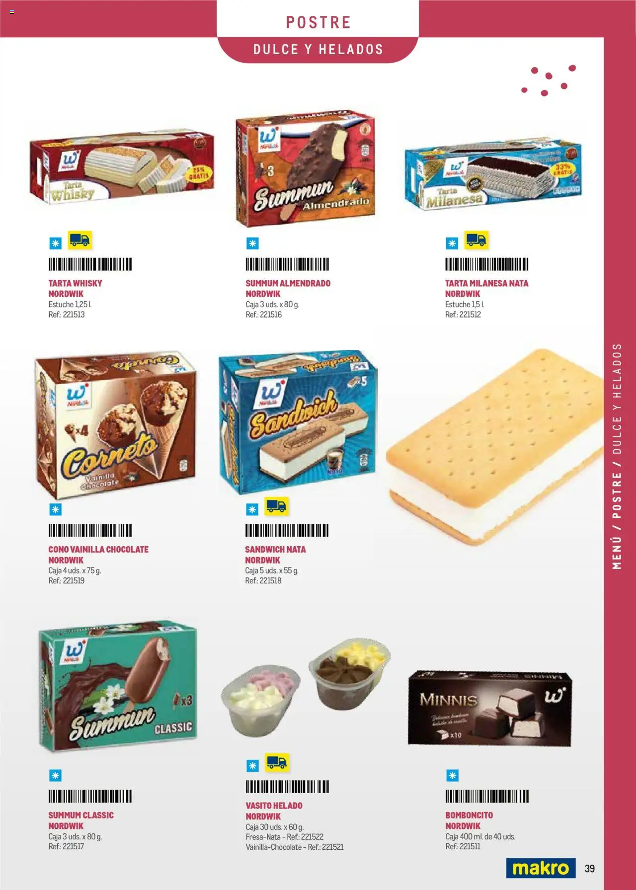 Makro - Menú y Barra Península │ válido desde el 08.09.2025 | Página: 39 | Productos: Chocolate, Whisky, Helado, Caja