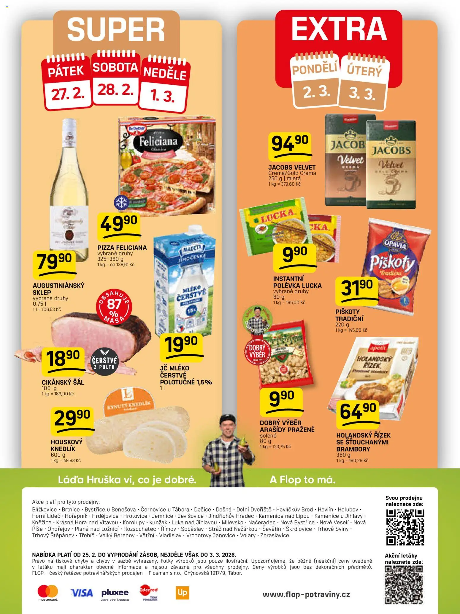 Flop leták od 25.02.2026 | Strana: 12 | Produkty: Mléko, Pizza, Piškoty, Jacobs velvet