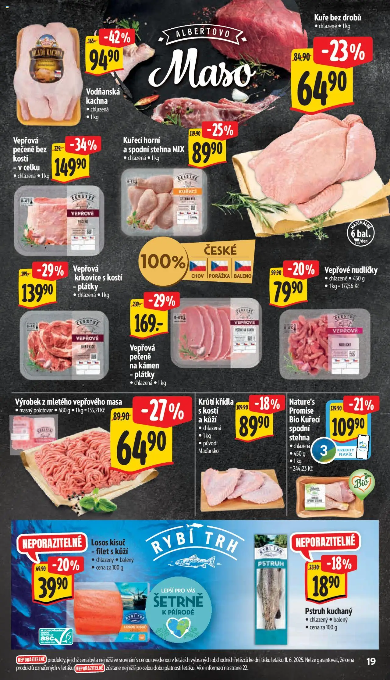 Albert leták - Supermarket od 18.06.2025 | Strana: 27 | Produkty: Losos, Pstruh, Maso, Vepřová krkovice