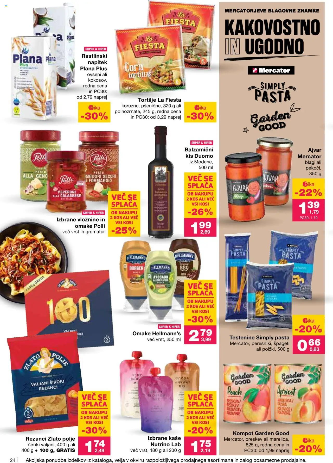 Mercator katalog │ velja od 12.06.2025 | Stran: 24 | Izdelki: Rezanci, Ajvar, Tortilje, Breskev