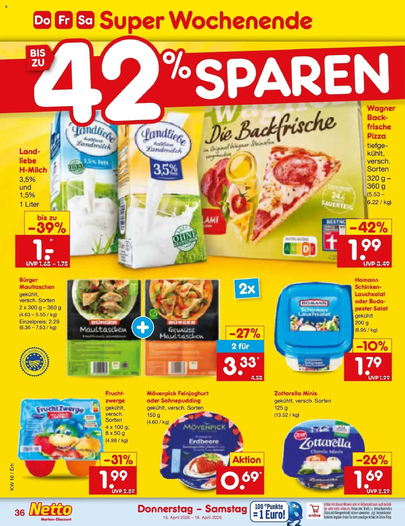 Netto Marken-Discount Prospekt Metten	 – gültig ab 13.04.2026 | Seite: 54 | Produkte: Fruchtzwerge, Burger, Maultaschen, Salat