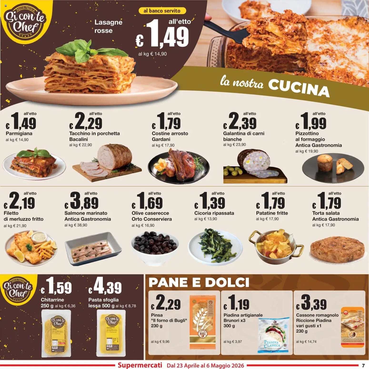 Volantino Sì con Te del 23.04.2026 | Pagina: 7 | Prodotti: Pane, Salmone, Pasta sfoglia, Pasta
