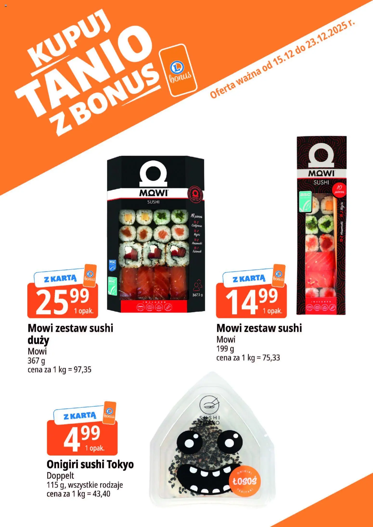 E.Leclerc Gazetka - Tychy kupony dodatkowe od 15.12.2025 | Strona: 11 | Produkty: Karta, Łosoś, Sushi, Zestaw sushi