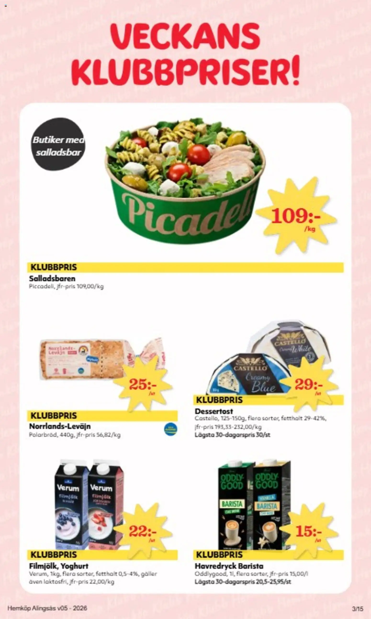 Hemköp reklamblad aktuell från 26.01.2026 | Sida: 3 | Produkter: Galler, Havredryck, Yoghurt