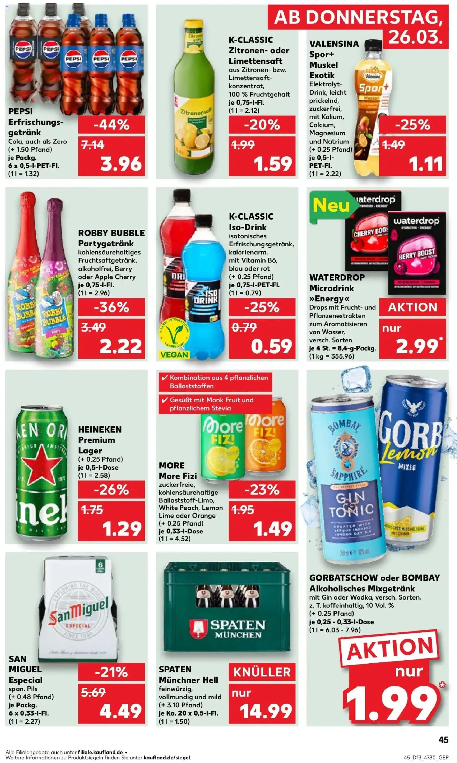 Kaufland Prospekt Dieburg	 – gültig ab 26.03.2026 | Seite: 45 | Produkte: Pils, Heineken, Pepsi, Zitronen
