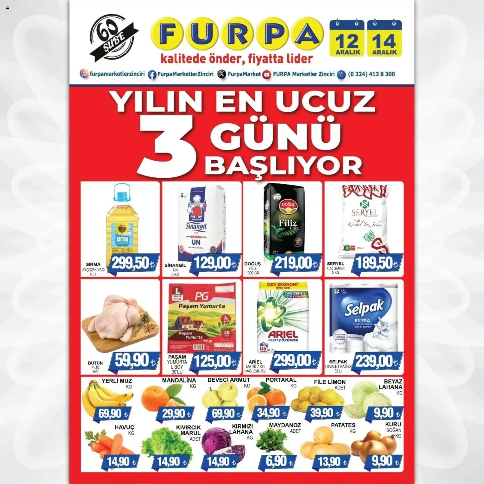 Furpa Katalog - 12.12.2025 tarihinden itibaren geçerlidir | Sayfa: 1 | Ürünler: Yumurta, Mandalina, Limon, Armut