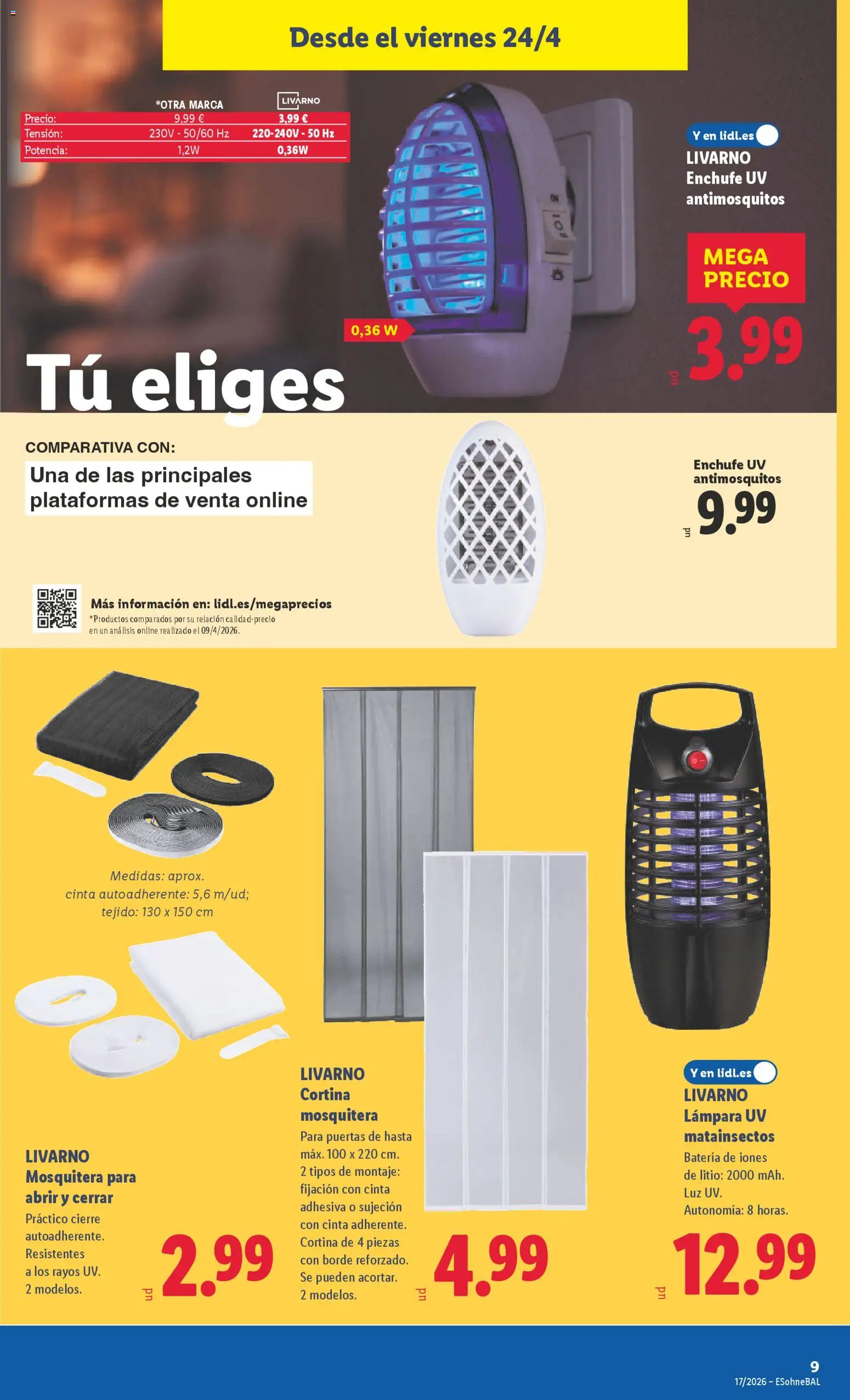 Lidl folleto de bazar │ válido desde el 20.04.2026 | Página: 17 | Productos: Cortina, Enchufe, Batería, Lámpara