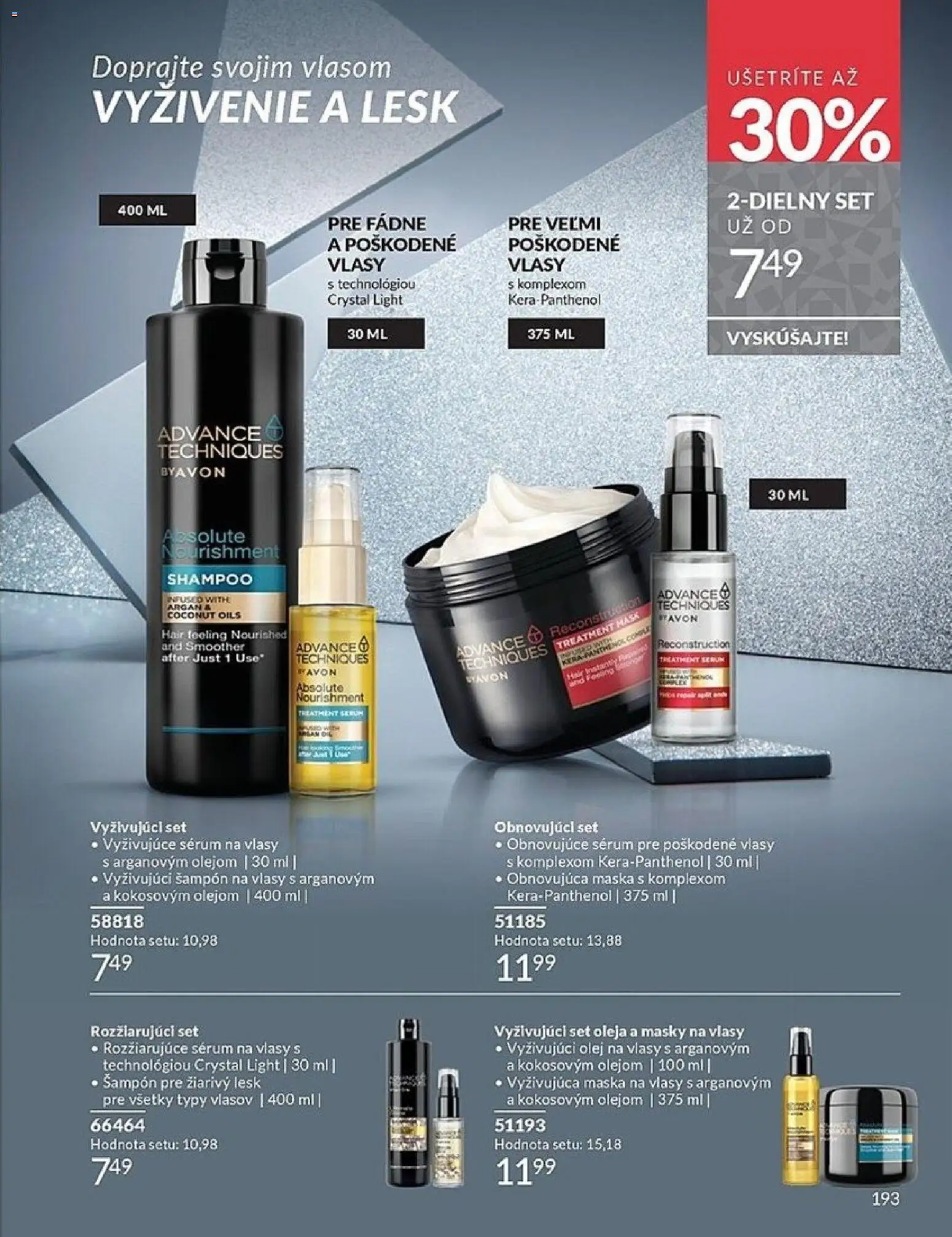 Nové Avon akcie – leták je platný od 01.12.2025 | Strana: 193 | Produkty: Šampón, Maska na vlasy, Olej na vlasy, Maska
