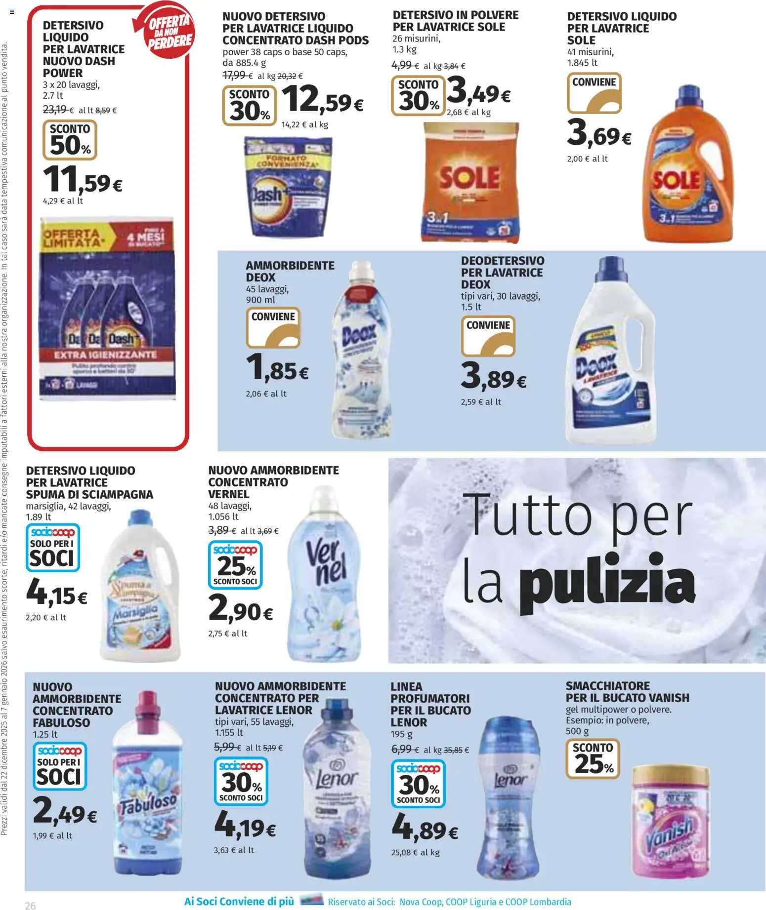 Volantino COOP del 22.12.2025 | Pagina: 26 | Prodotti: Detersivo in polvere, Ammorbidente, Smacchiatore, Data