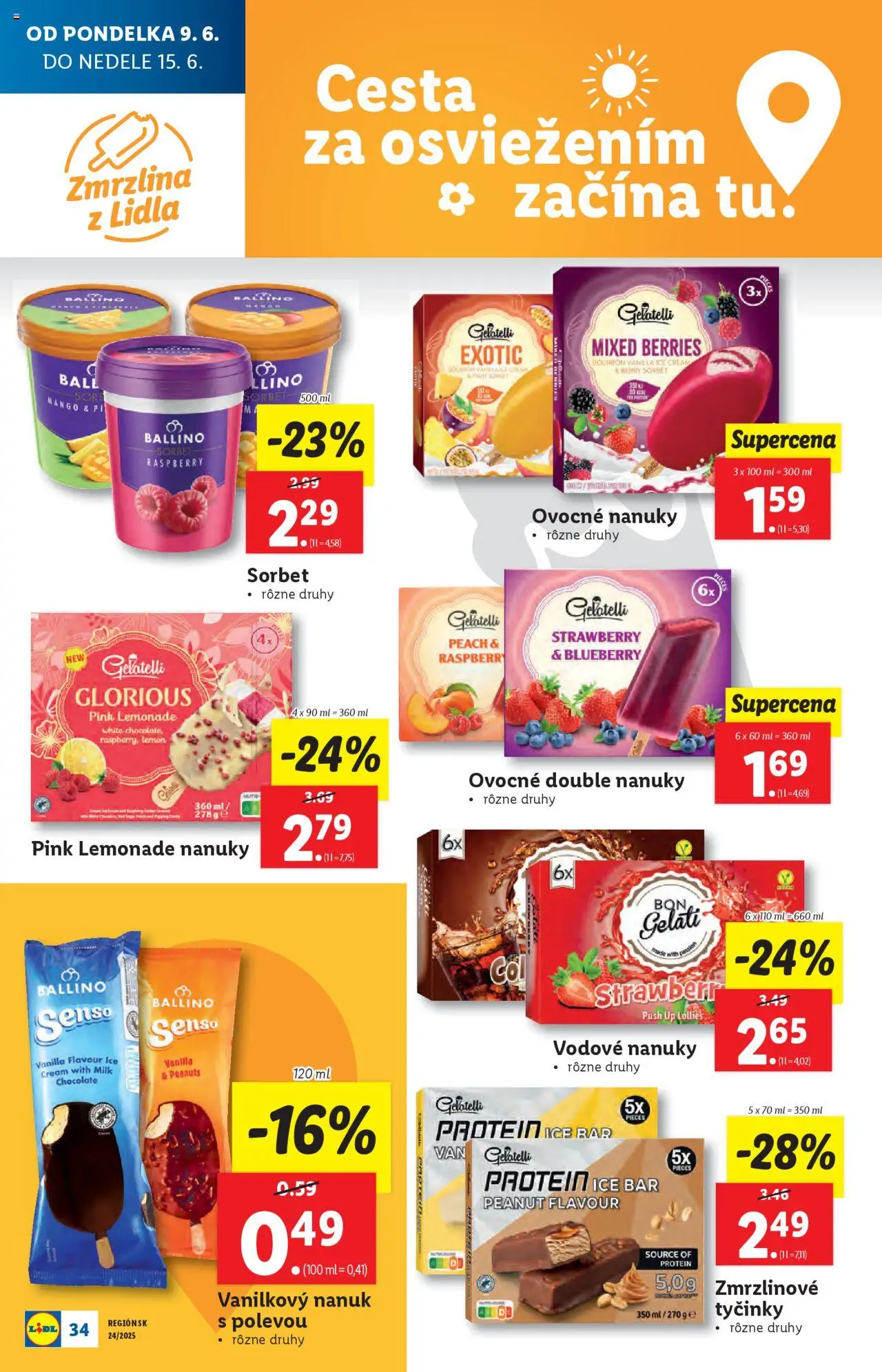 Lidl leták │ platný od 09.06.2025 | Strana: 38 | Produkty: Nanuk, Zmrzlina, Sorbet, Mango