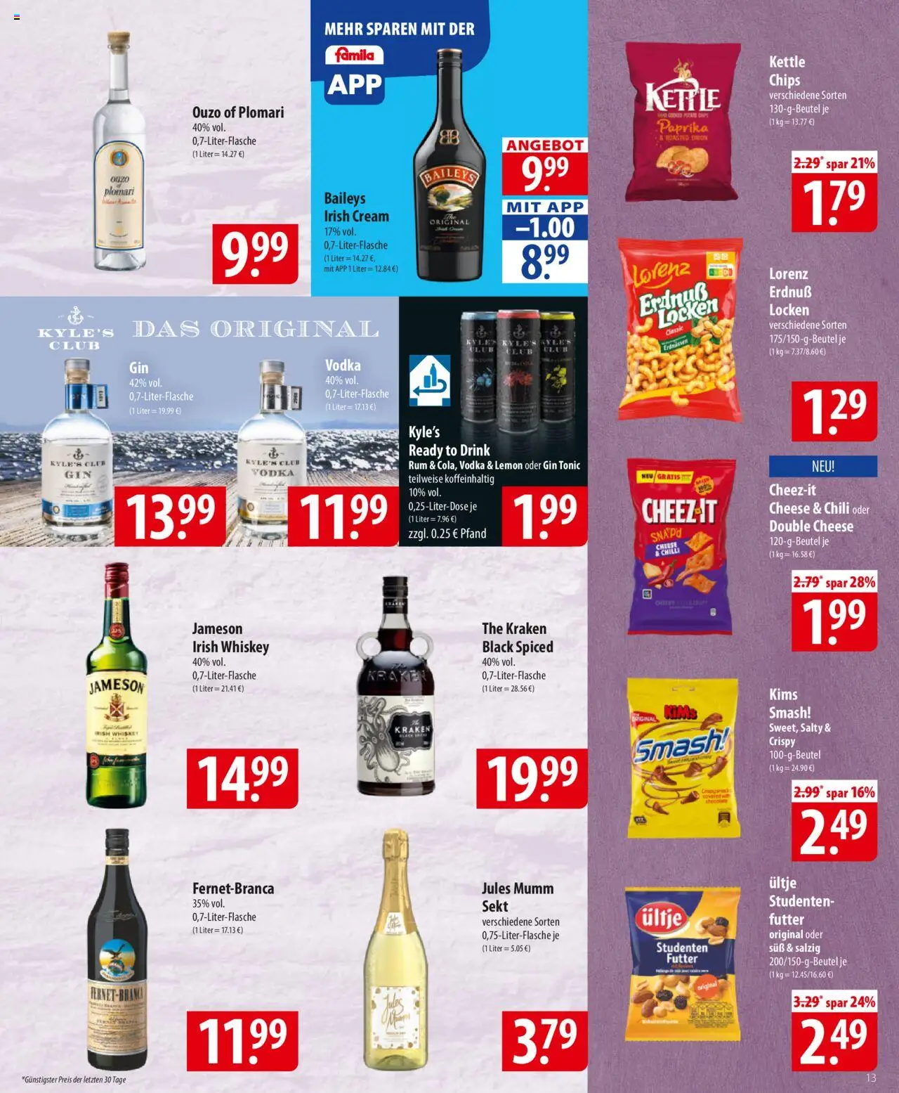 Famila Prospekt 	 – gültig ab 06.10.2025 | Seite: 13 | Produkte: Rum, Jules mumm, Paprika, Whiskey