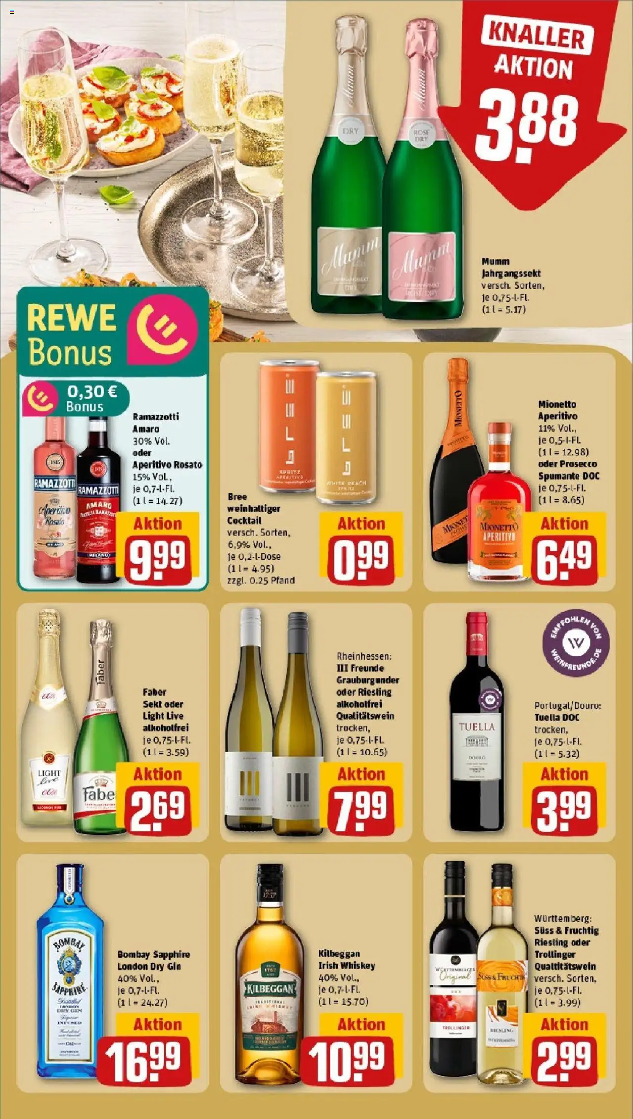 Rewe prospekt St. Ingbert / Rohrbach	 - gültig ab dem 08.06.2025 | Seite: 15 | Produkte: Sekt, Bree, Prosecco, Ramazzotti