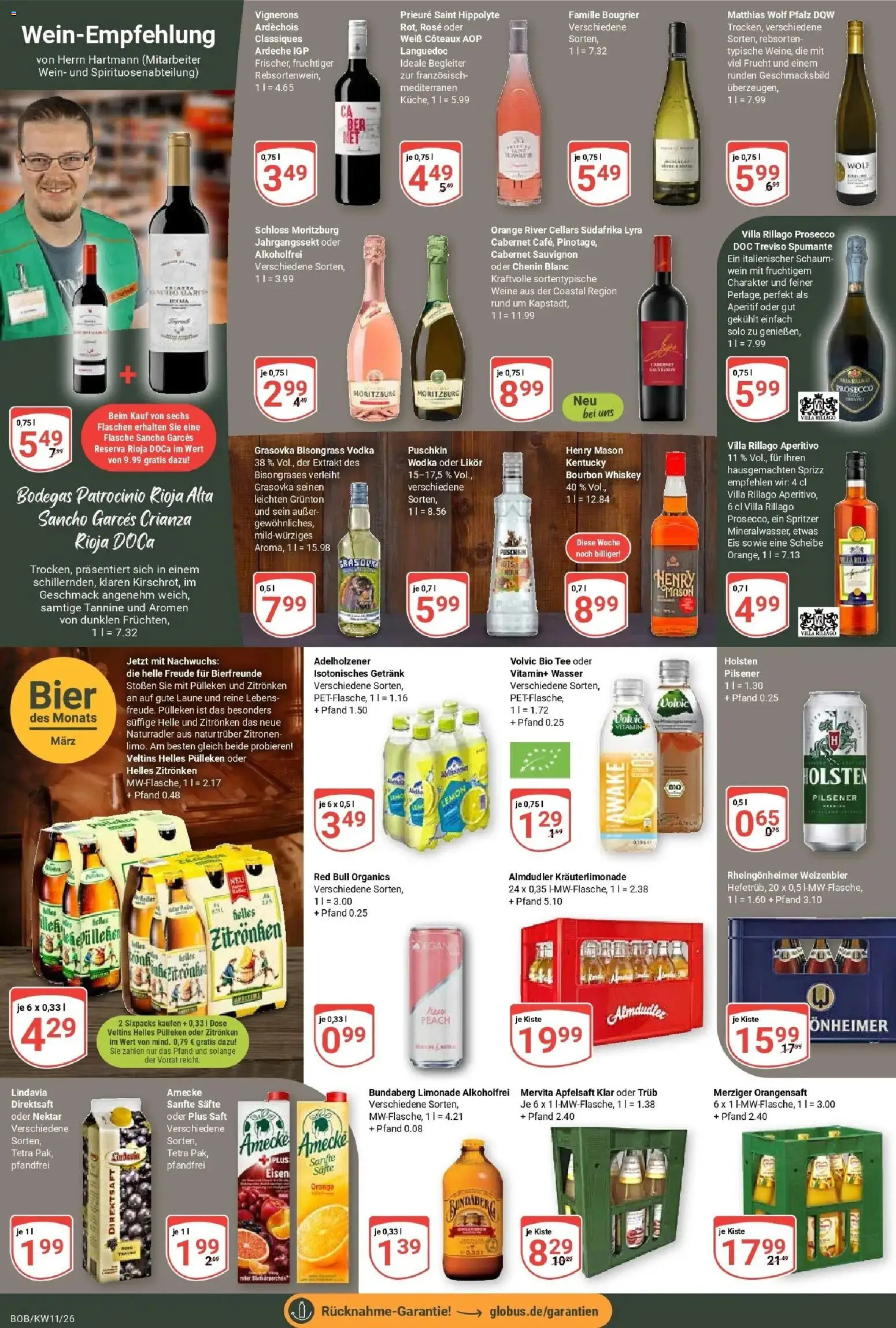 Globus prospekt Bobenheim-Roxheim	 – gültig ab 09.03.2026 | Seite: 16 | Produkte: Helles pulleken, Limonade, Holsten, Vodka