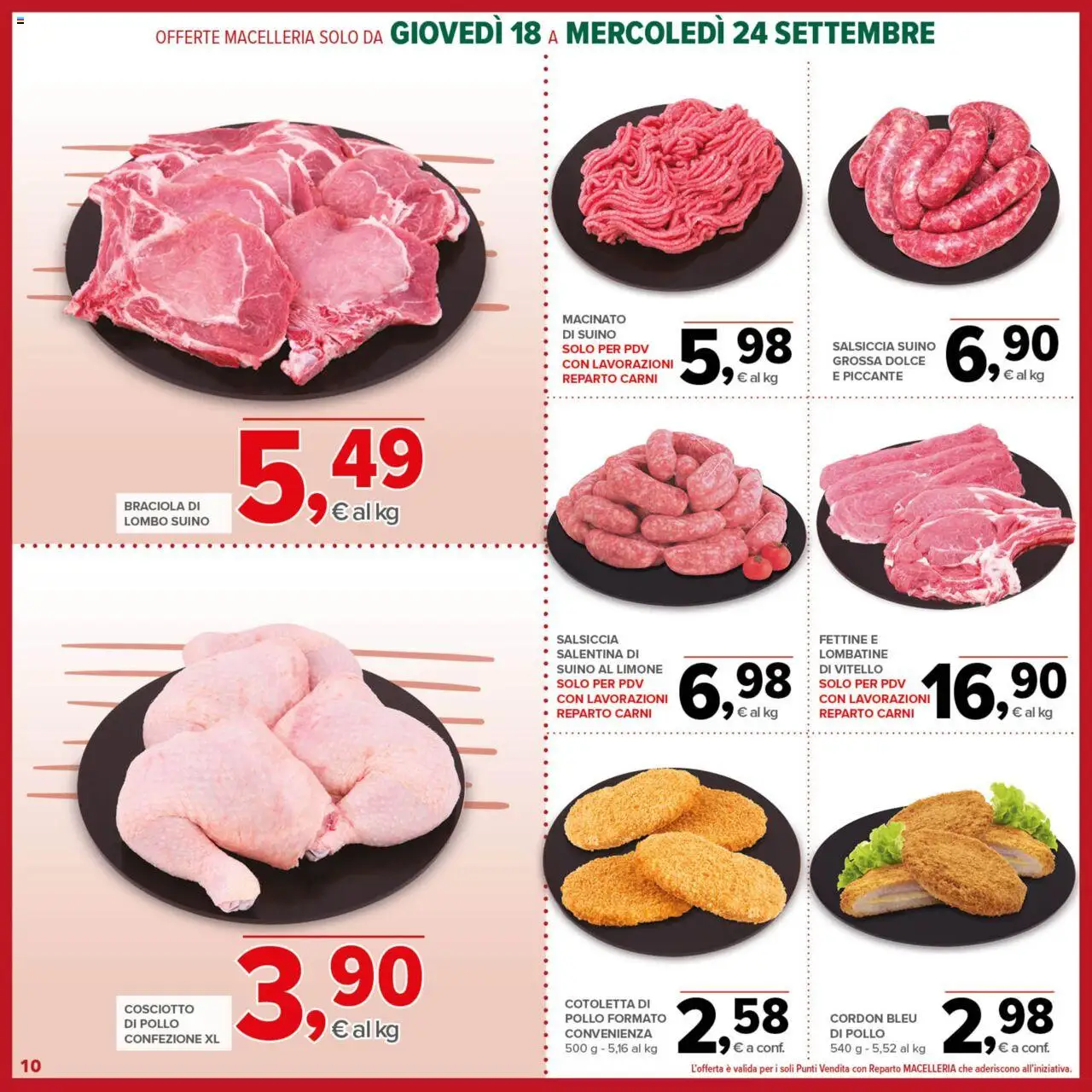 Volantino Todis del 18.09.2025 | Pagina: 10 | Prodotti: Pollo, Salsiccia, Vitello, Macinato