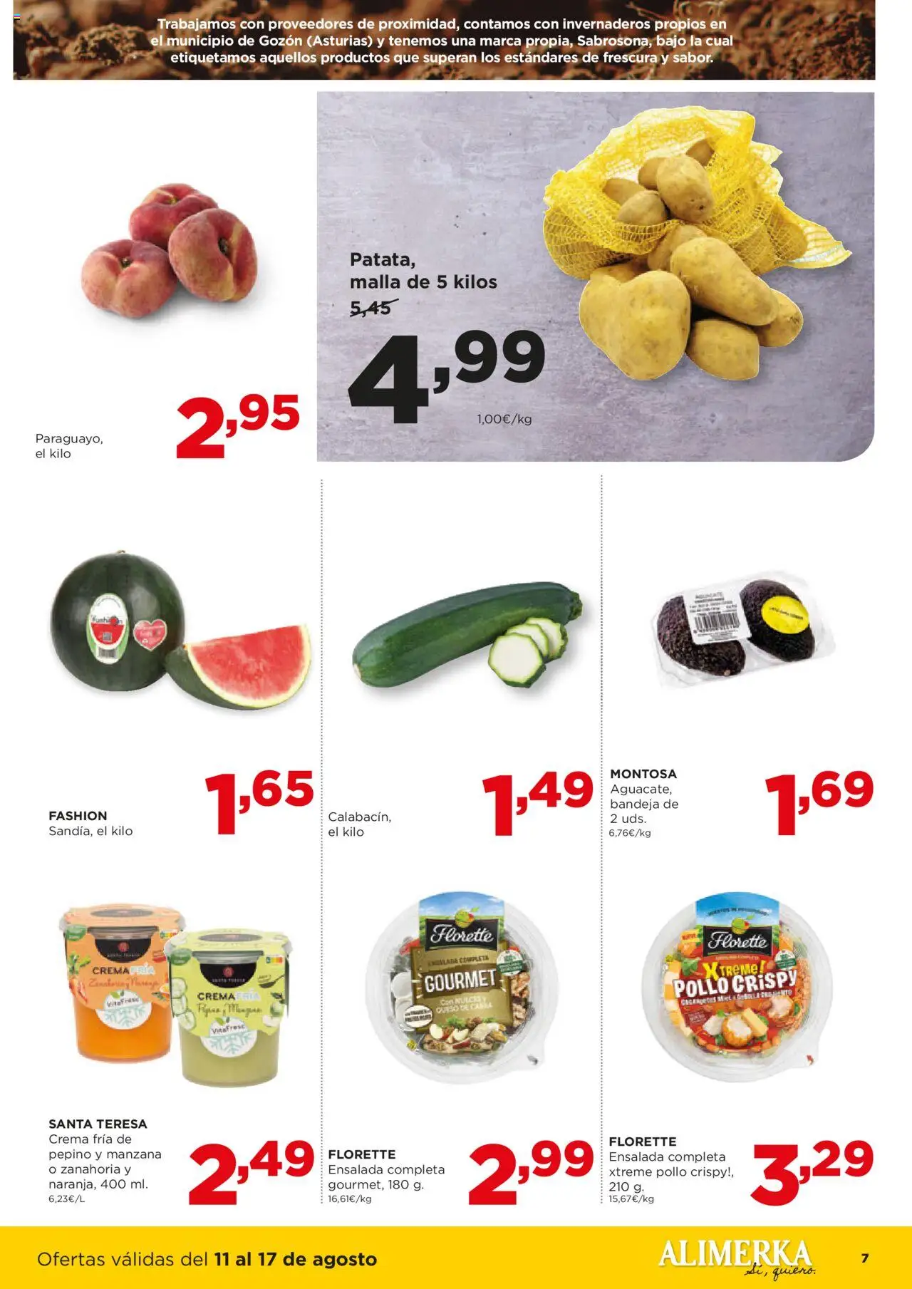 Alimerka folleto Asturias │ válido desde el 11.08.2025 | Página: 7 | Productos: Queso, Manzana, Crema, Ensalada