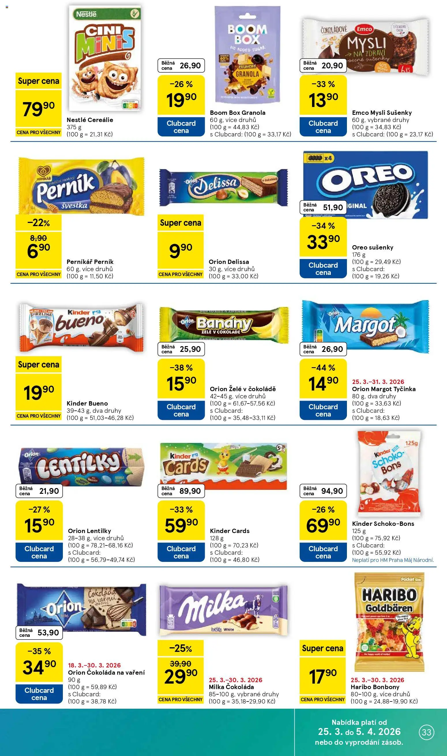 Tesco leták - Hypermarket od 25.03.2026 | Strana: 33 | Produkty: Emco Mysli, Box, Banány, Cookies