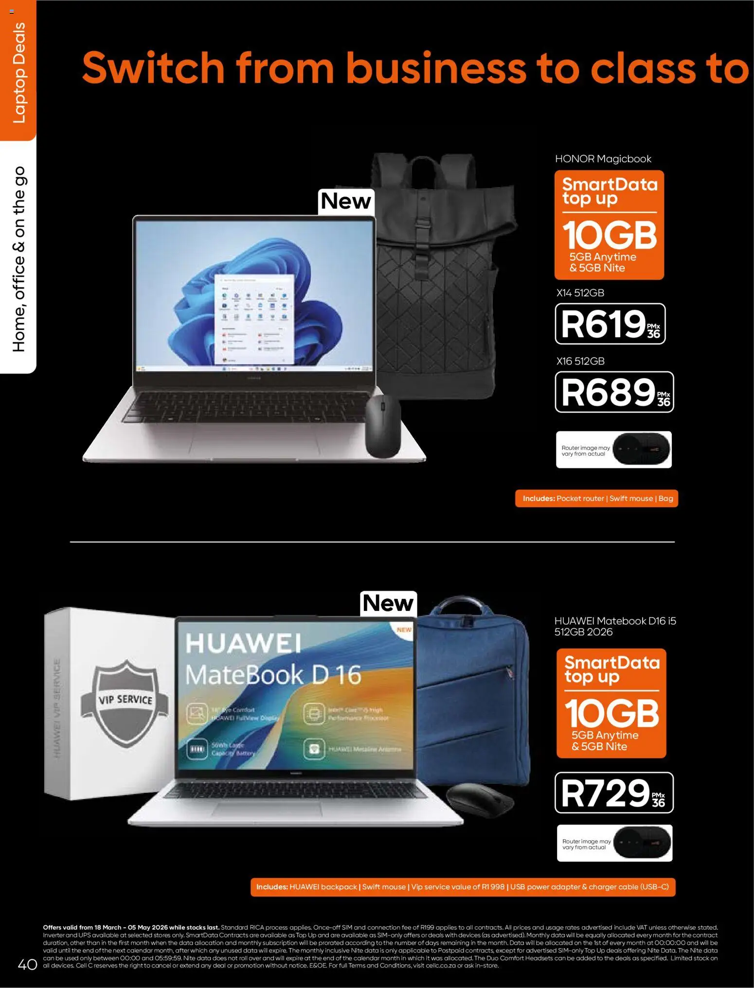 New Cell C catalogue – valid from 18.03.2026 | Page: 42 | Products: Sim, Backpack, Adapter, Charger