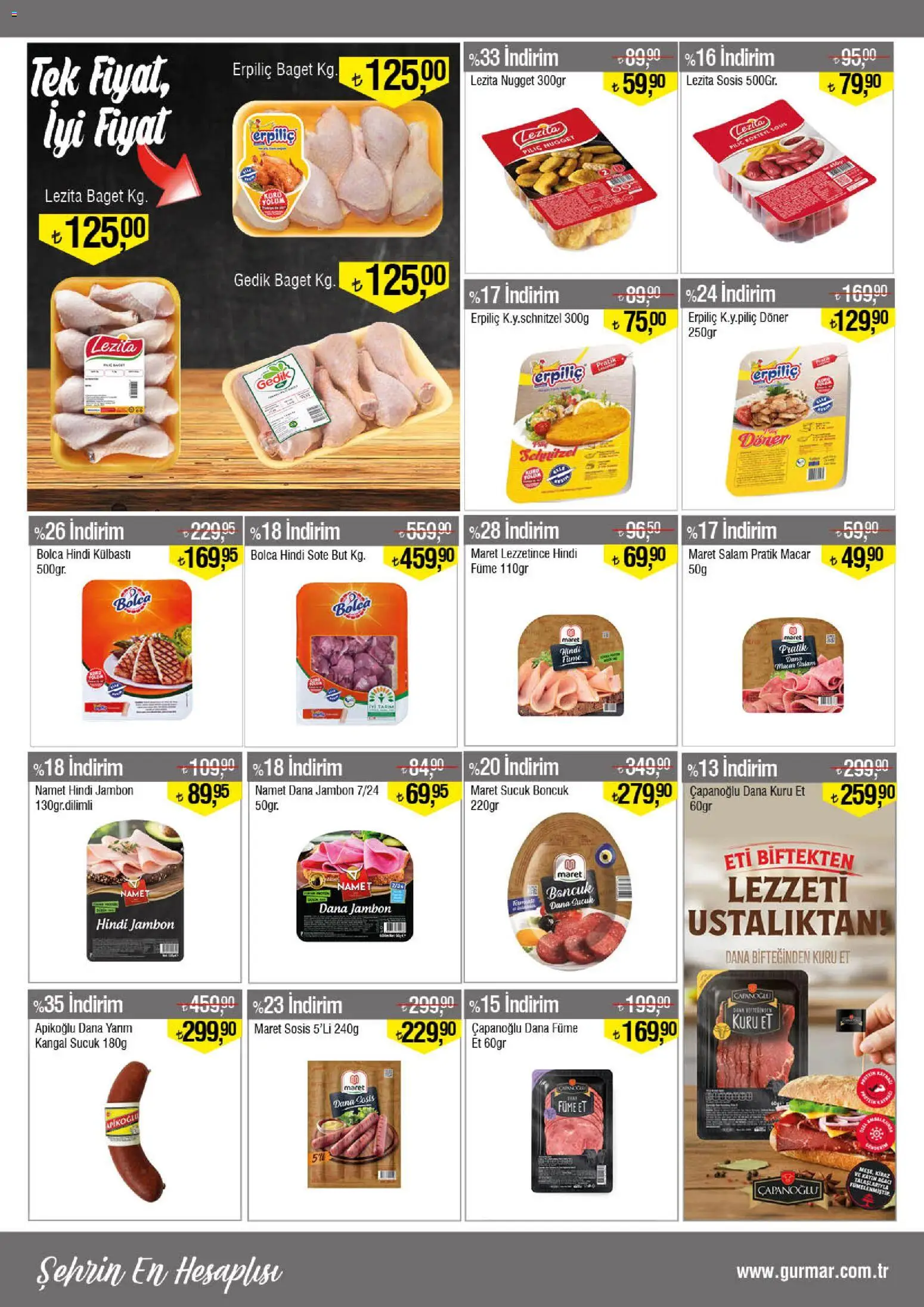 Gürmar Katalog - 15.04.2026 tarihinden itibaren geçerlidir | Sayfa: 4 | Ürünler: Jambon, Sosis, Dana füme, Sucuk