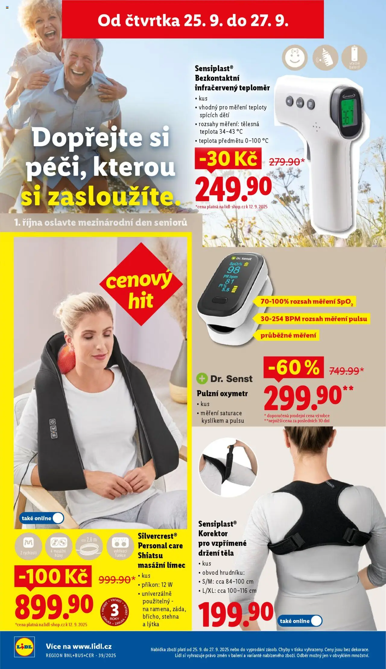 Lidl leták - Spotřební zboží od 22.09.2025 | Strana: 32 | Produkty: Masážní límec, Sensiplast, Teploměr, Infračervený teploměr