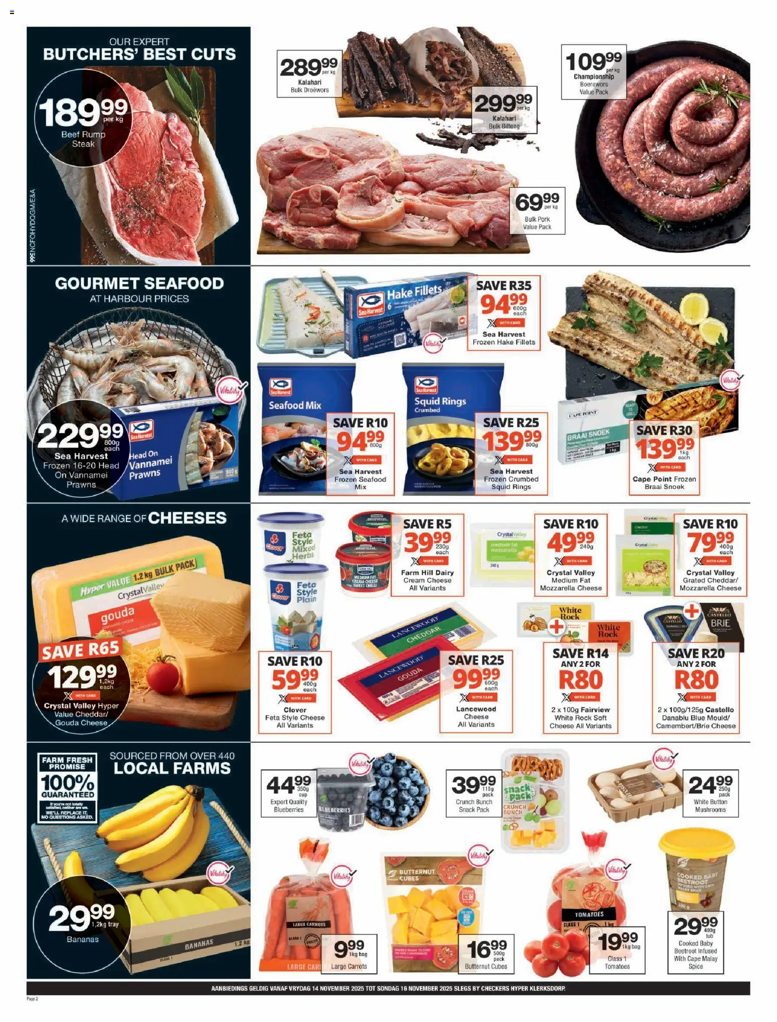 New Checkers catalogue – valid from 14.11.2025 | Page: 2 | Products: Steak, Boerewors, Pork, Beef