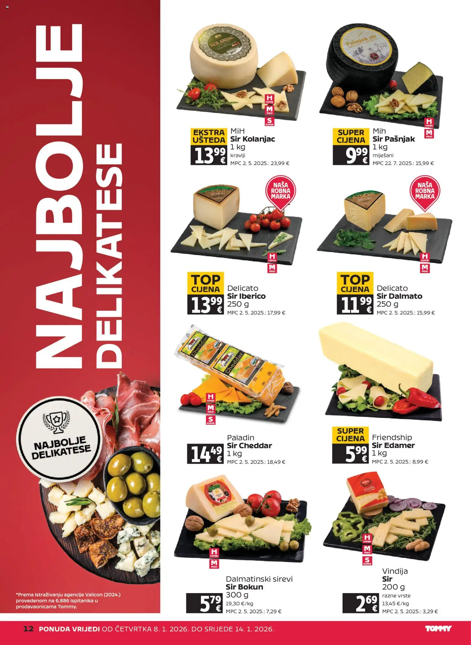 Tommy katalog | vrijedi od 08.01.2026 | Stranica: 12 | Proizvodi: Vindija, Sir