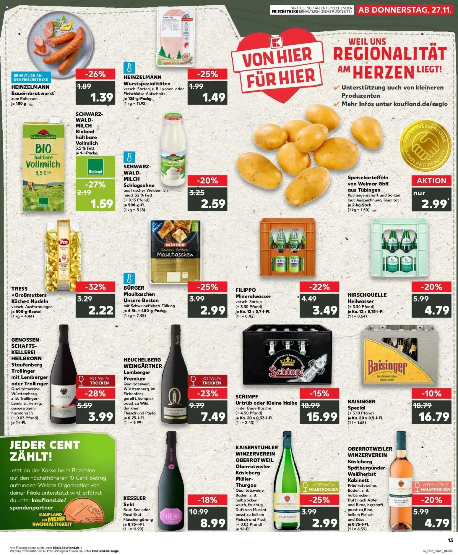Kaufland prospekt Rottenburg Am Neckar	 – gültig ab 27.11.2025 | Seite: 13 | Produkte: Milch, Sekt, Küche, Äpfel