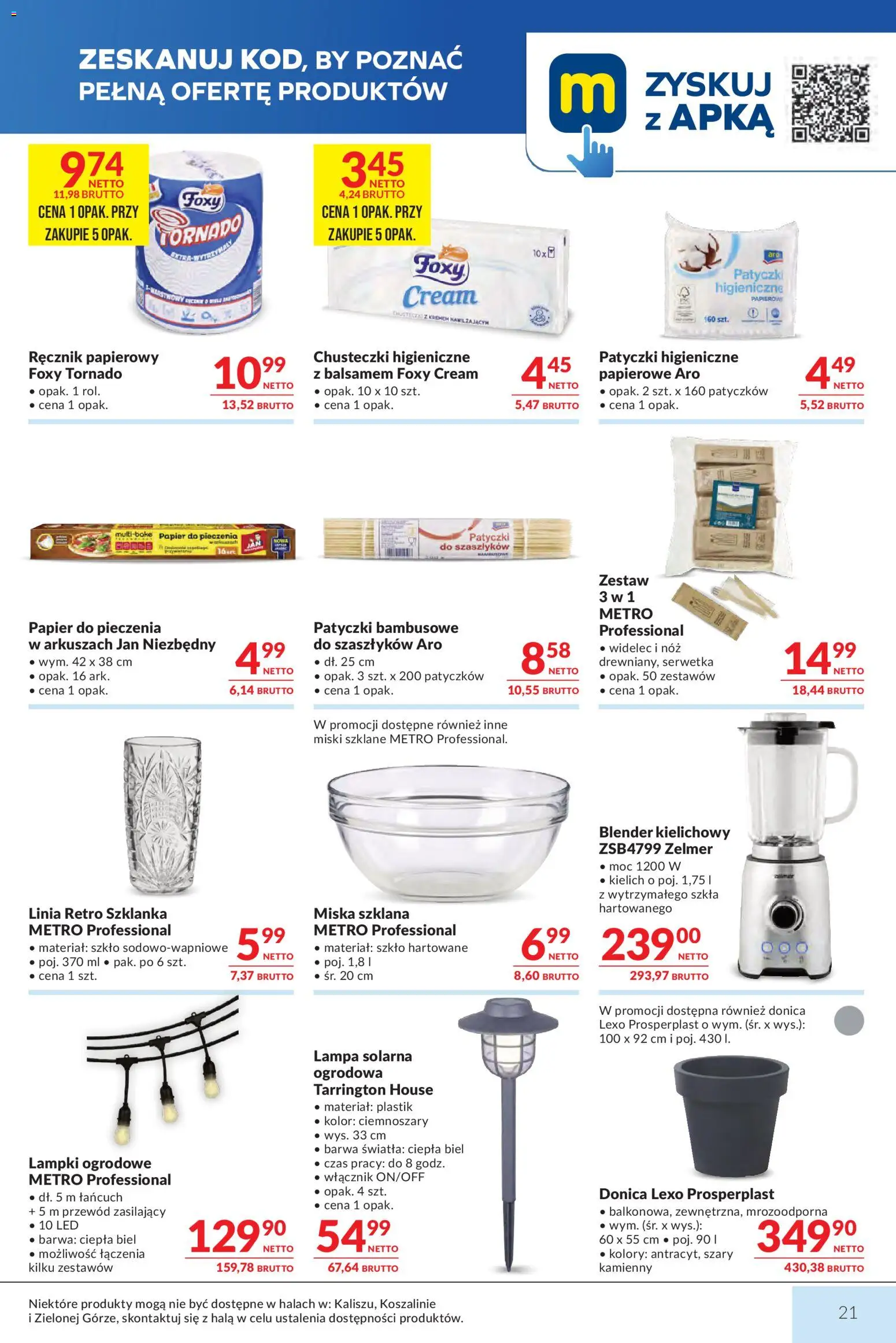 Makro gazetka od 28.04.2026 | Strona: 21 | Produkty: Szklanka, Lampa solarna, Lampa, Ręcznik papierowy