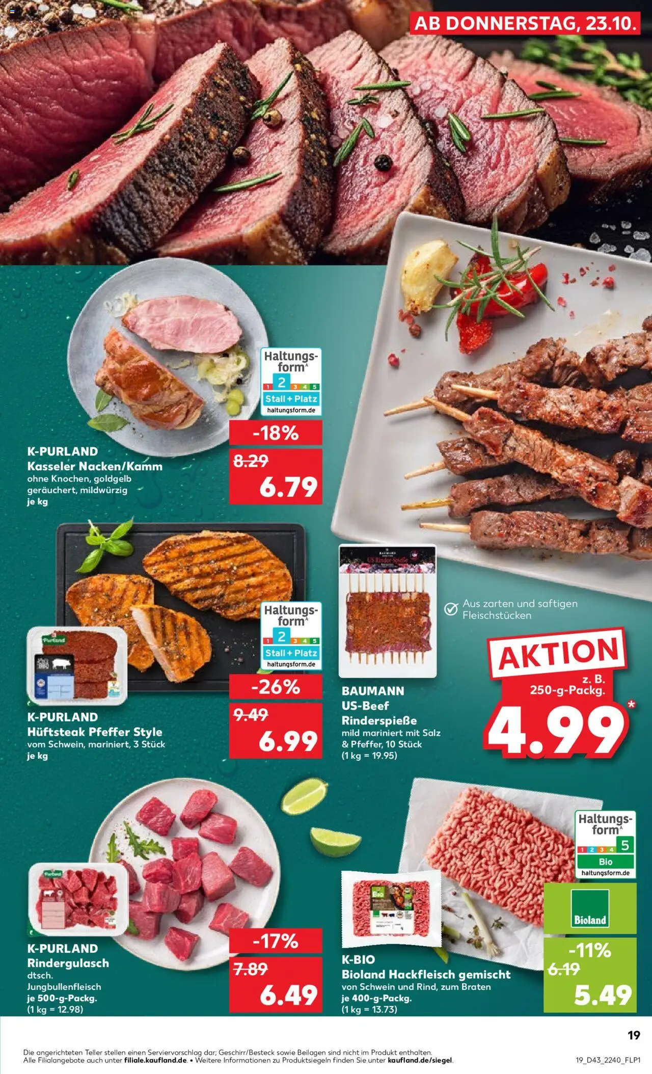 Kaufland prospekt Stuttgart	 – gültig ab 23.10.2025 | Seite: 19 | Produkte: Rindergulasch, Salz, Pfeffer, Hackfleisch