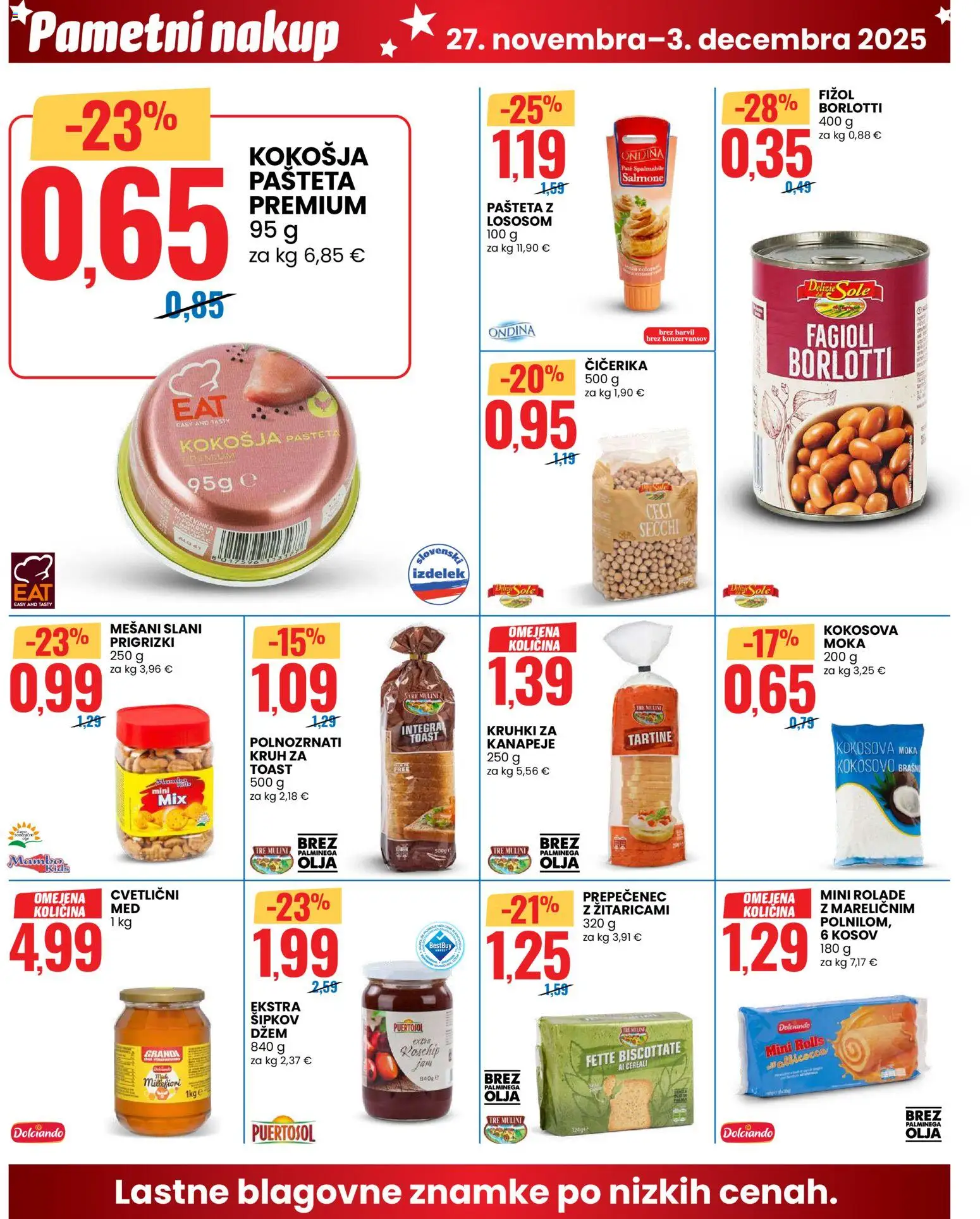 Novi Eurospin katalog ponudbe – veljaven od 27.11.2025 | Stran: 8 | Izdelki: Moka, Toast, Kruh, Prigrizki