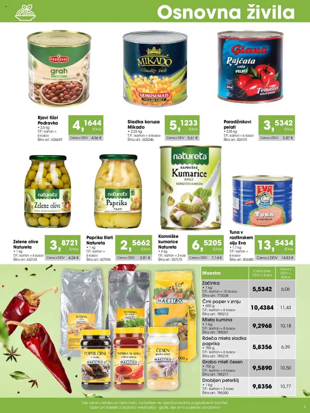 Novi Tuš katalog ponudbe – veljaven od 07.09.2025 | Stran: 9 | Izdelki: Paprika, Olive, Poper, Cesen