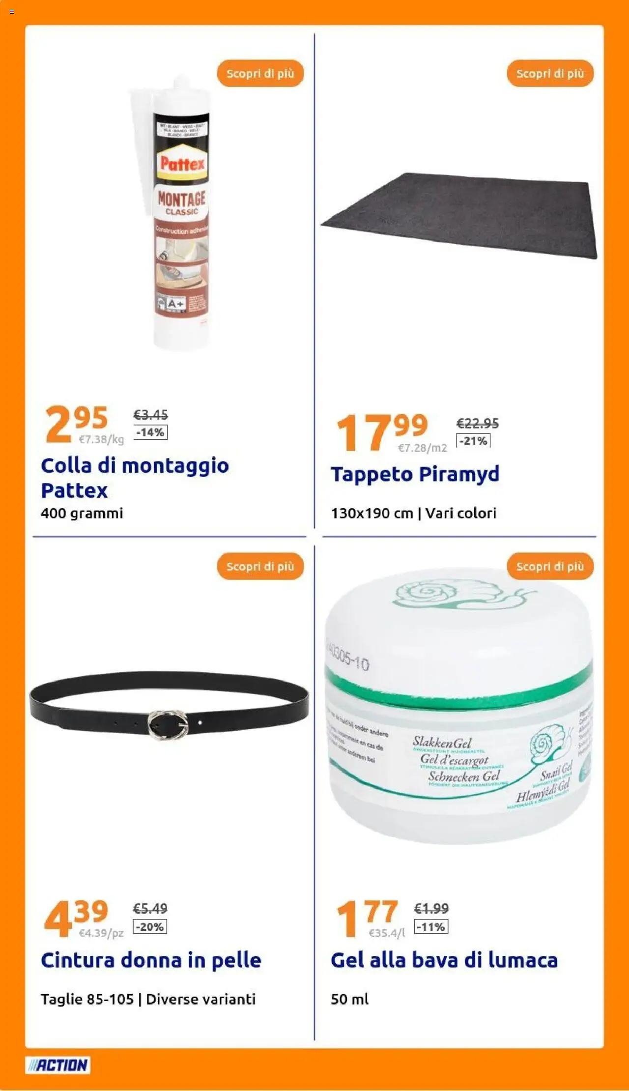 Volantino Action del 20.08.2025 | Pagina: 24 | Prodotti: Cintura, Colla, Tappeto