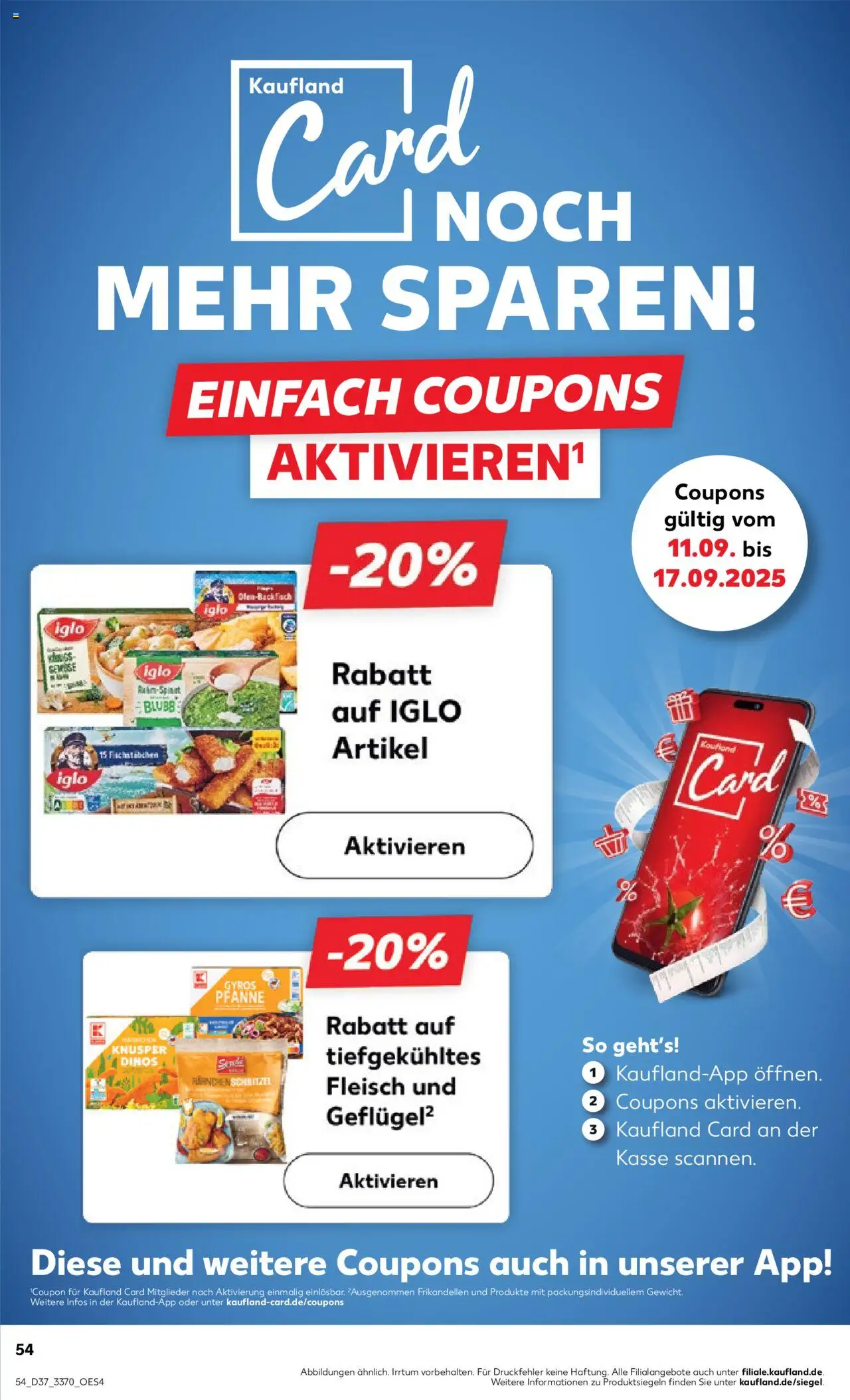 Kaufland prospekt Rostock	 – gültig ab 11.09.2025 | Seite: 54 | Produkte: Iglo, Schnitzel, Gyros, Fleisch