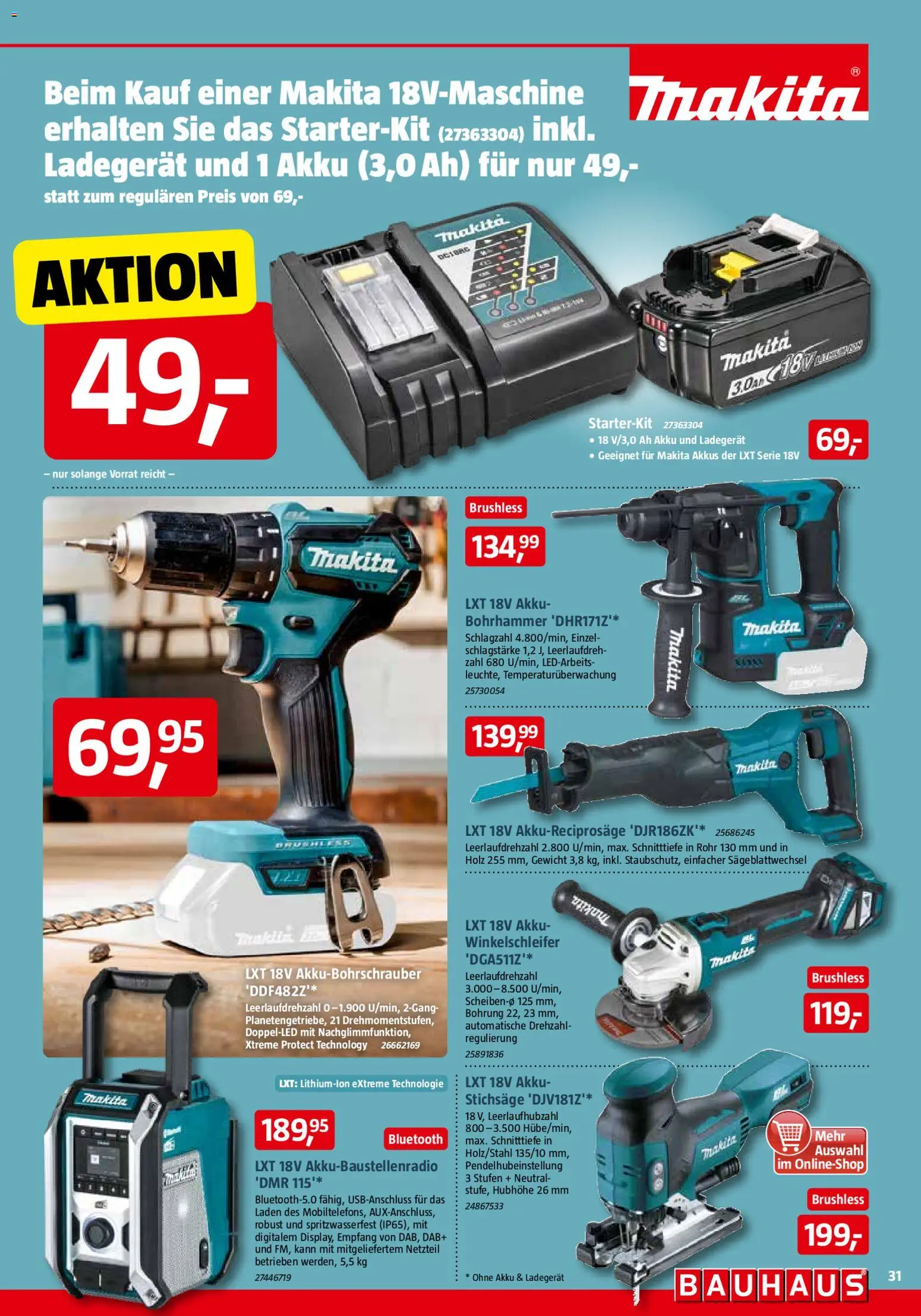 Bauhaus Prospekt 	 – gültig ab 01.11.2025 | Seite: 31 | Produkte: Gewicht, Netzteil, Ladegerät